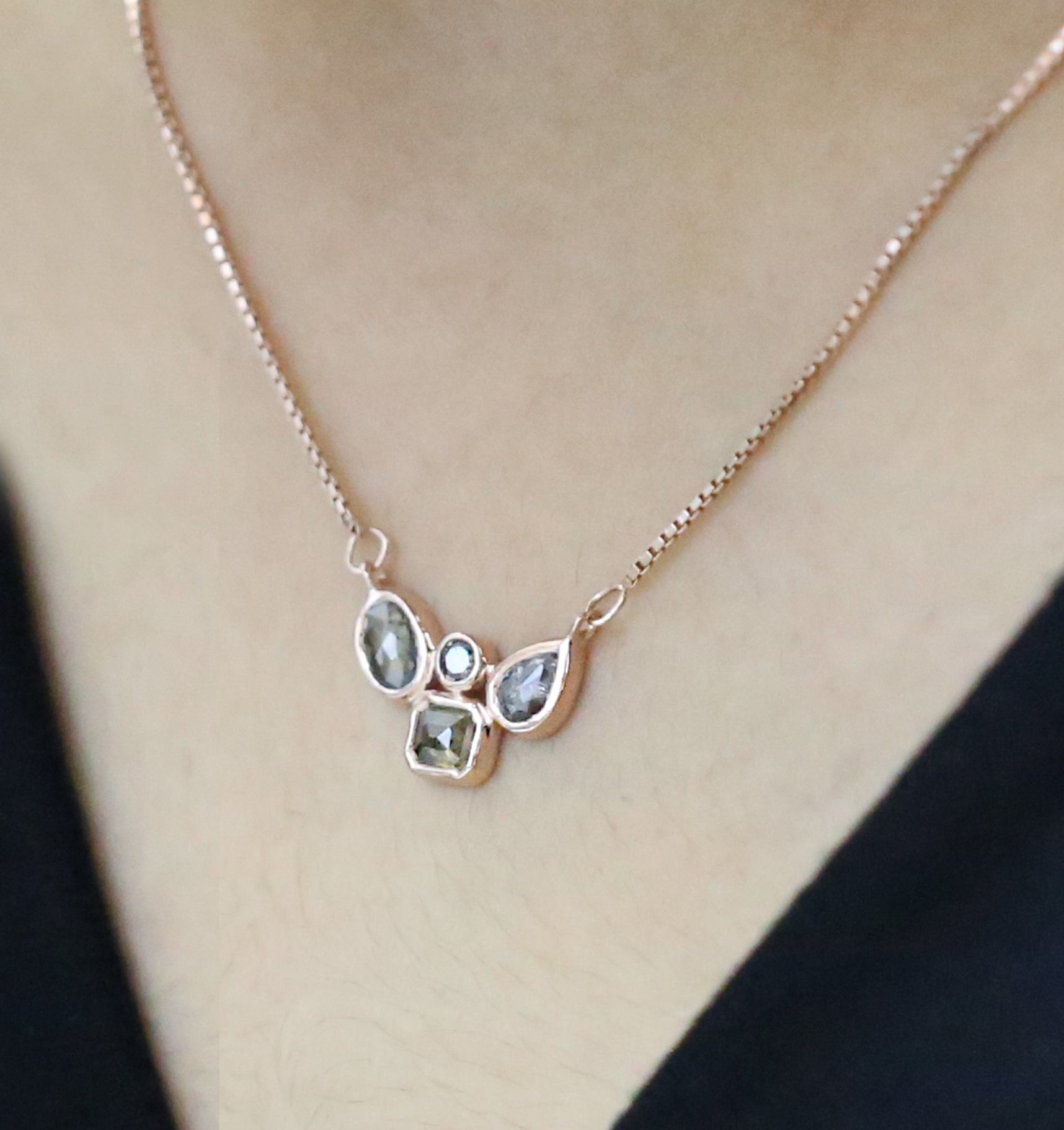 Mix Shape Salt And Pepper Diamond Pendant, Unique Diamond Pendant, Salt And Pepper Diamond Pendant, No Chain Including Only Pendant KDL005