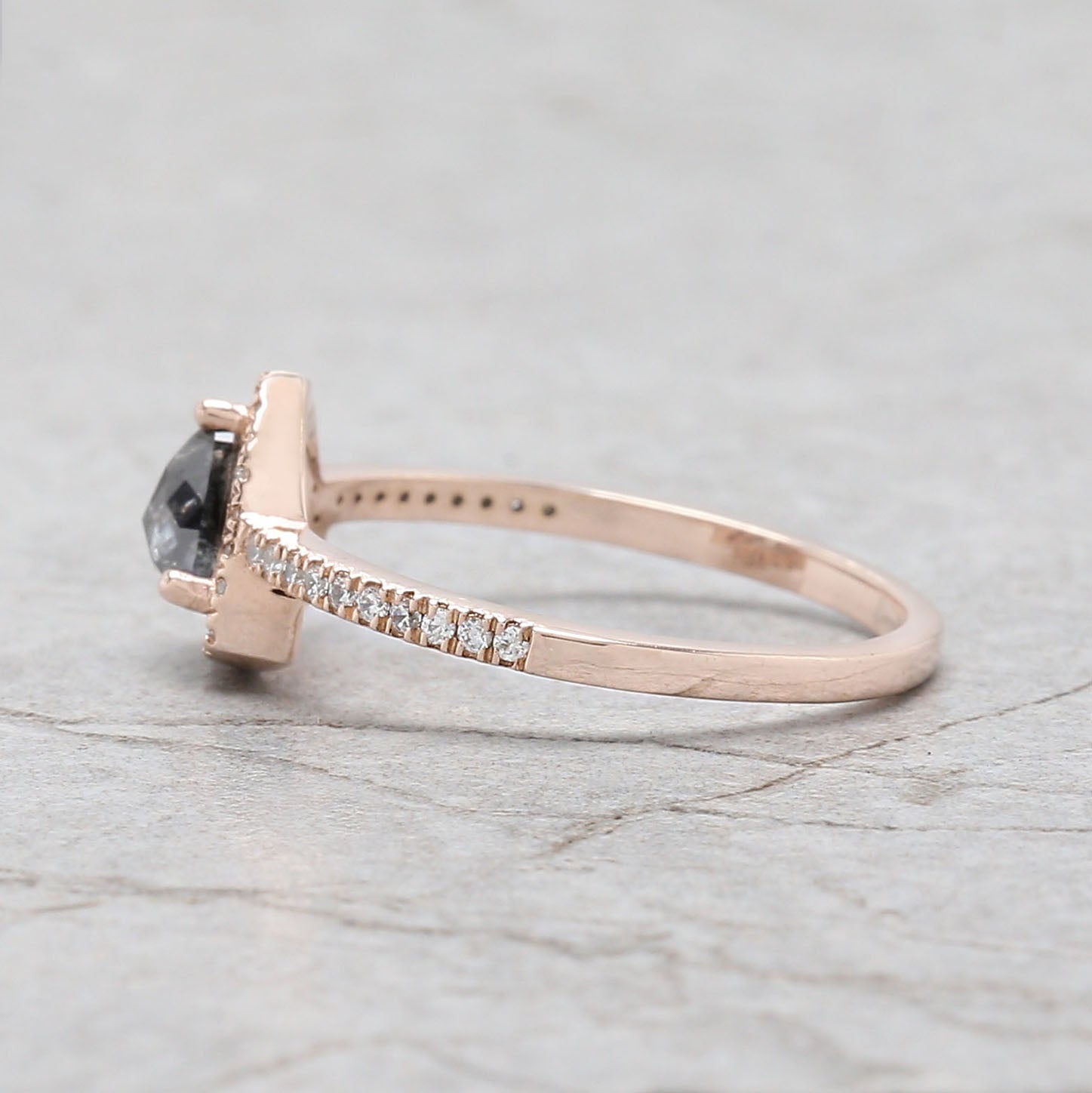 Triangle Salt And Pepper Diamond Ring 0.60 Ct 5.15 MM Triangle Diamond Ring 14K Solid Rose Gold Silver Engagement Ring Gift For Her QL3130
