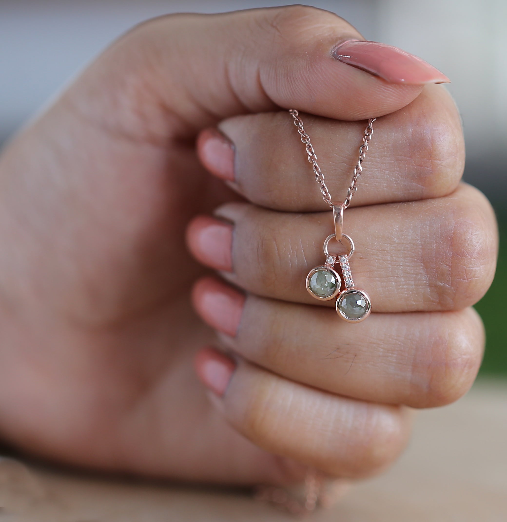 Round Rose Cut Diamond Pendant, Unique Diamond Pendant, Grey Diamond Pendant, Grey Round Pendant, No Chain Including Only Pendant KDL6383