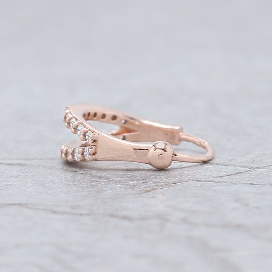 Natural Round White Diamond Nose Rings Engagement Wedding Gift Nose Ring 14K Solid Rose White Yellow Gold Nose Ring 0.11 CT KD993