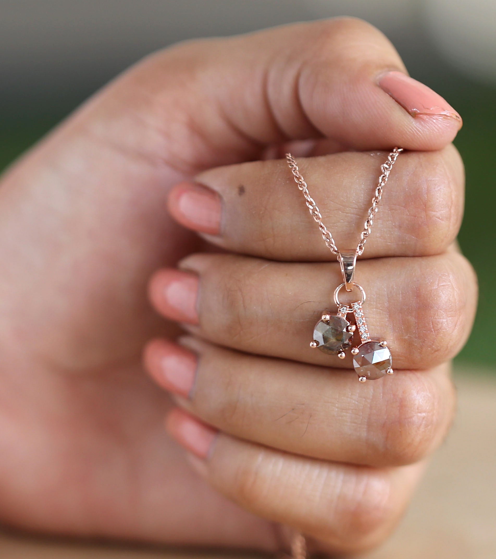 Round Rose Cut Diamond Pendant, Unique Diamond Pendant, Brown Diamond Pendant, Brown Round Pendant, No Chain Including Only Pendant, KDL6348