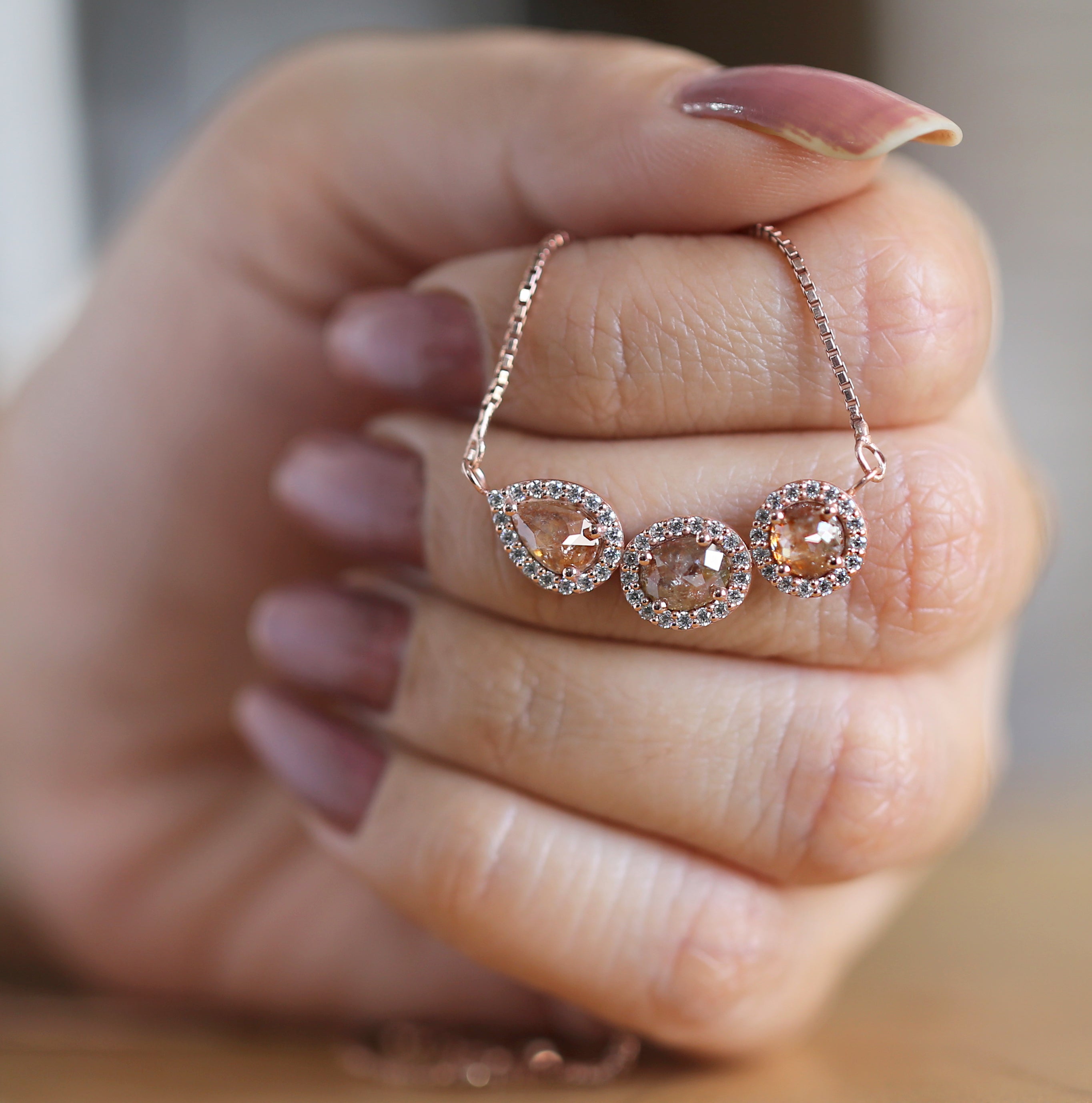 Mix Shape Brown Color Diamond Pendant Engagement Wedding Gift Pendant 14K Solid Rose White Yellow Gold Pendant 1.96 CT KDN1998