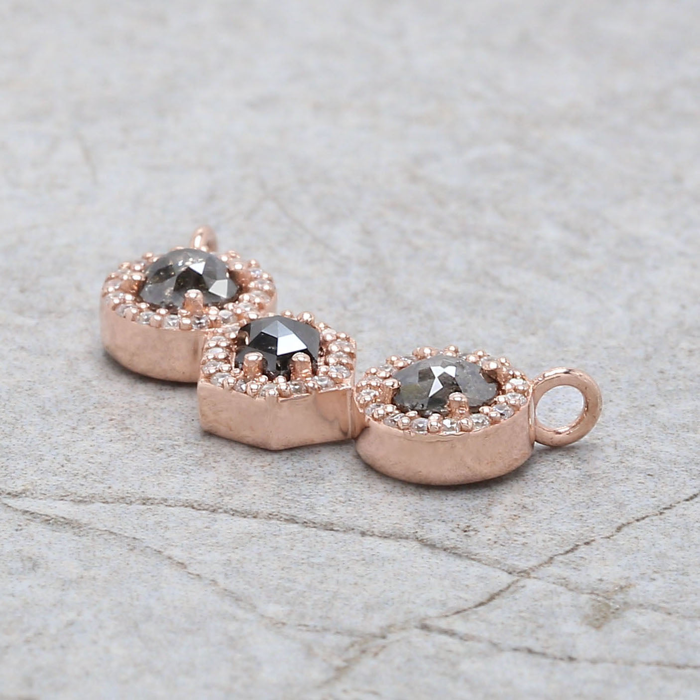 Mix Shape Salt And Pepper Diamond Pendant 1.03 Ct 4.45 MM Mix Shape Cut Diamond Pendant 14K Solid Rose Gold Silver Engagement Pendant QK2328