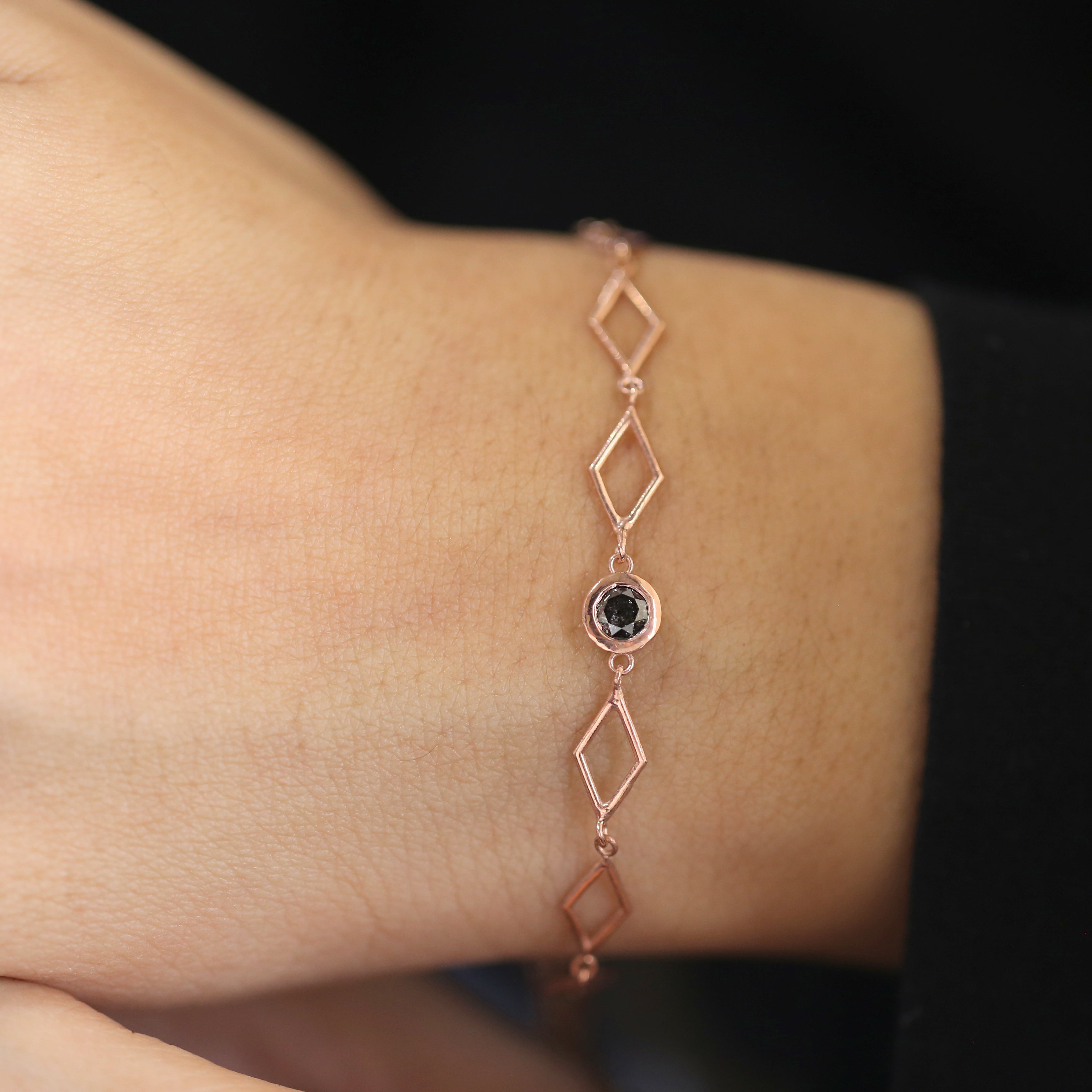 Salt And Pepper Diamond Round Brilliant Cut Bracelet 14K Solid Rose White Yellow Gold Bracelet Wedding Gift Bracelet 0.38 CT KD1188