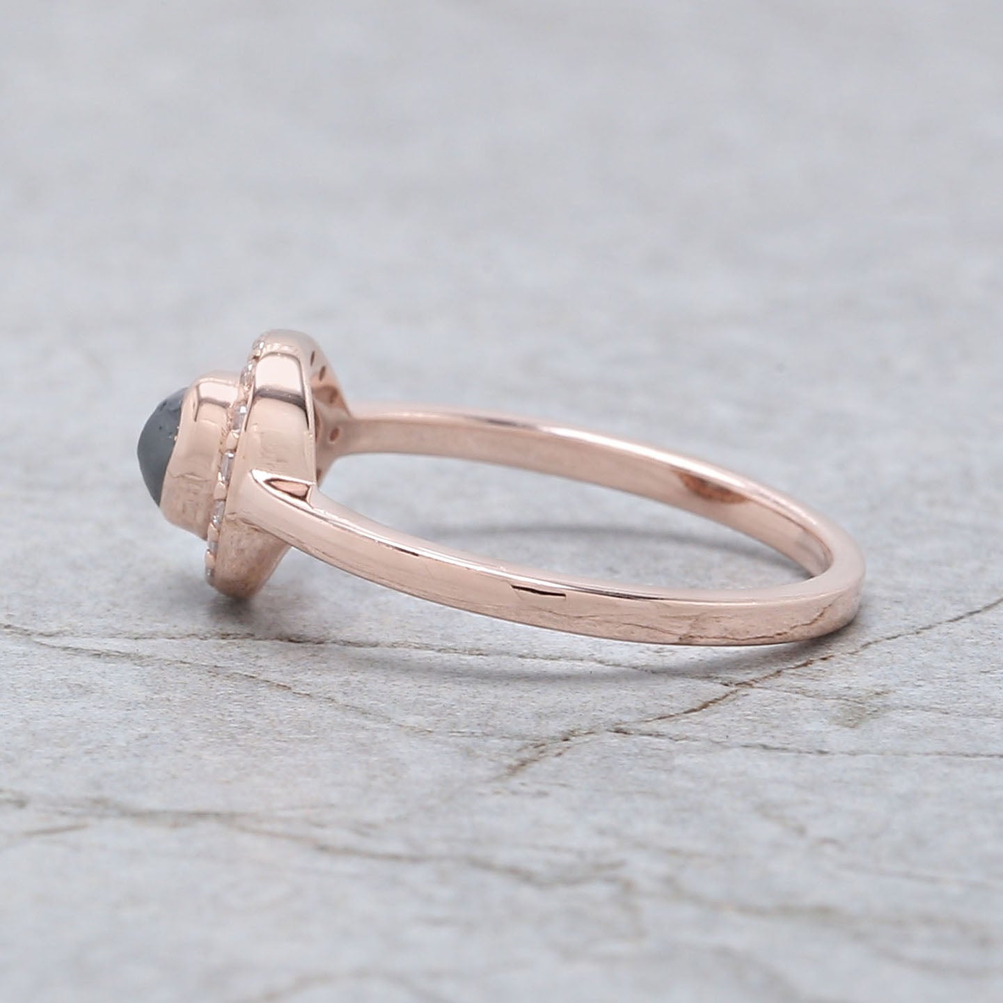 Rough Blue Color Diamond Ring 0.81 Ct 5.11 MM Crystal Rough Diamond Ring 14K Solid Rose Gold Silver Engagement Ring Gift For Her QK2519