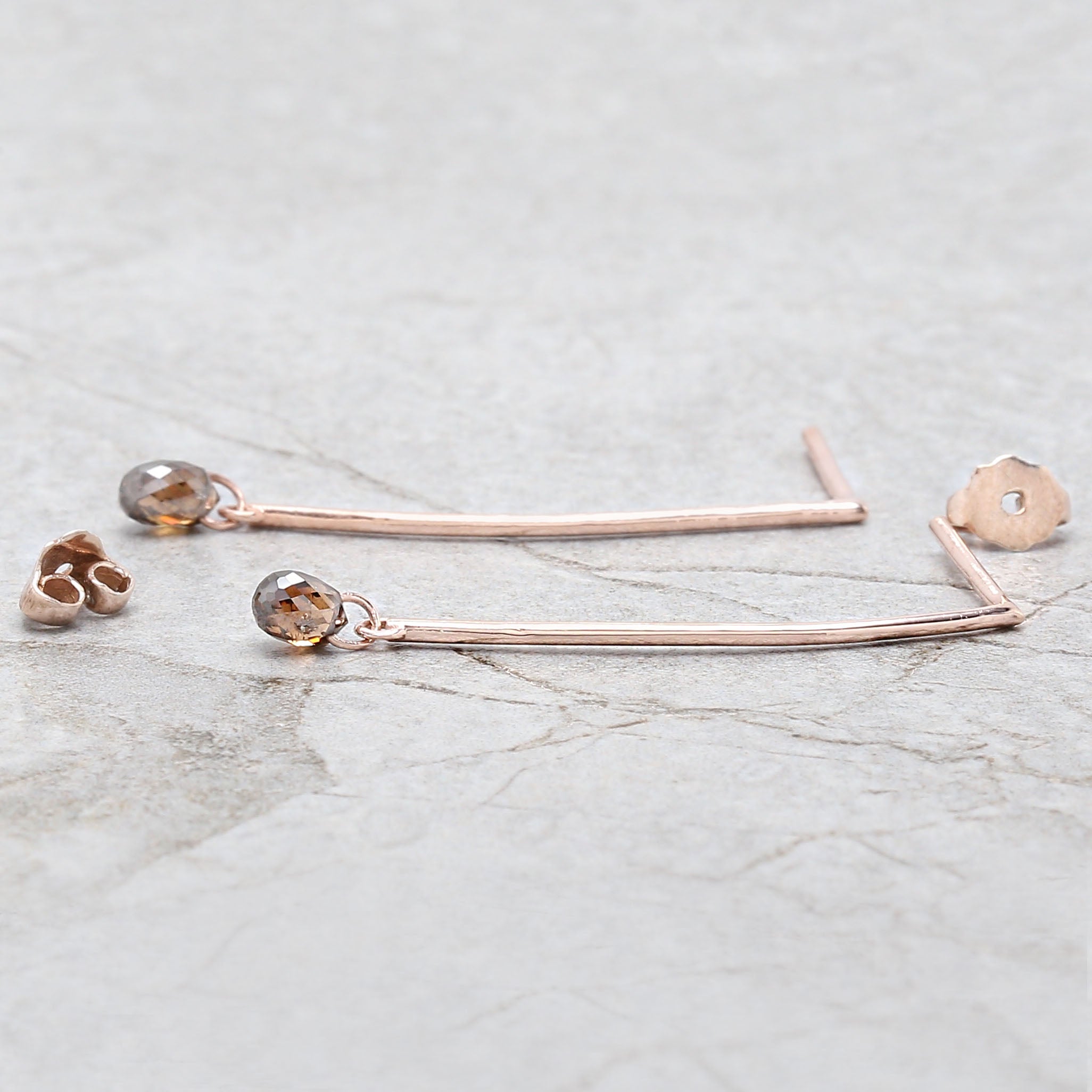 Drop Brown Color Diamond Earring Engagement Wedding Gift Earring 14K Solid Rose White Yellow Gold Earring 0.89 CT KDL9910