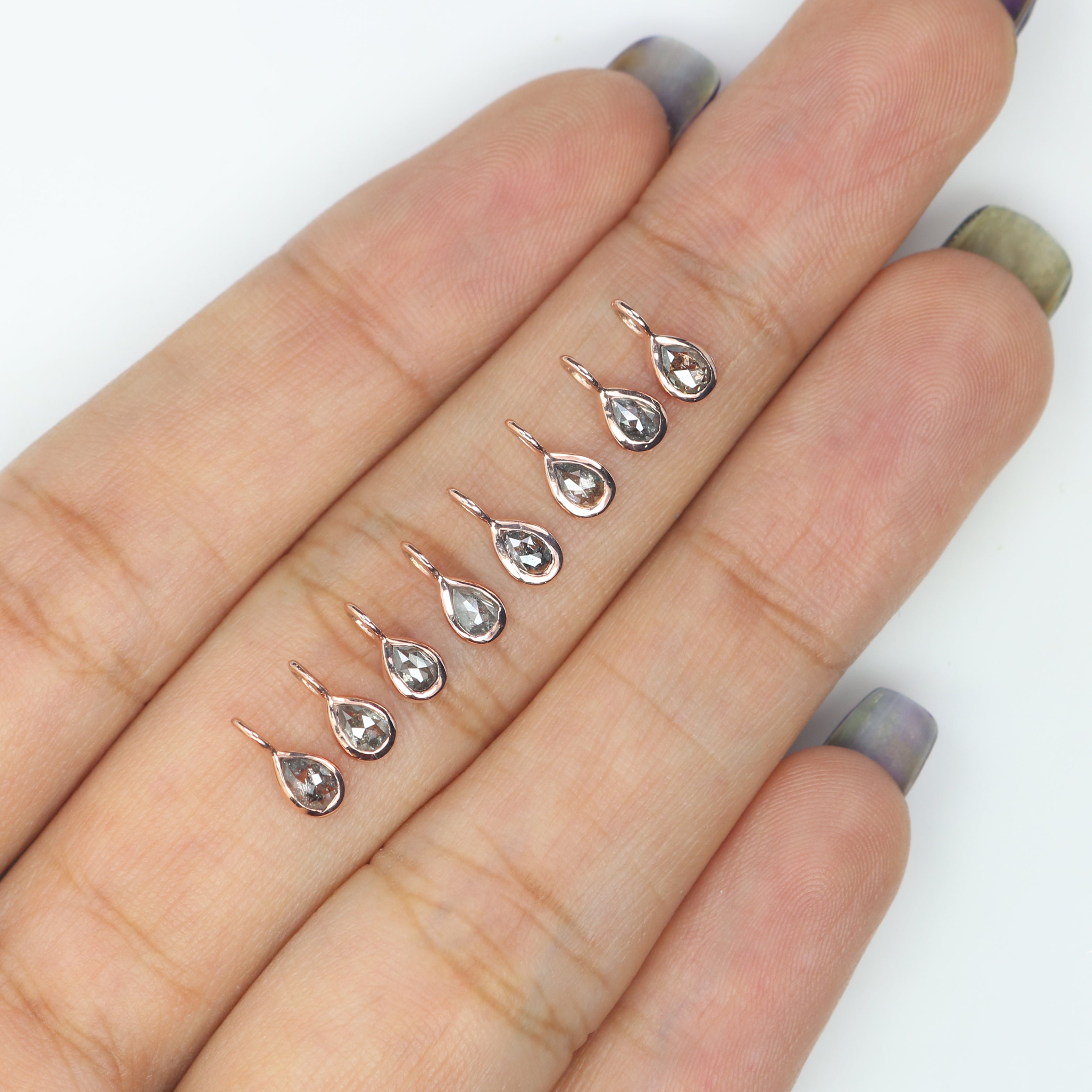 Pear Salt And Pepper Diamond Pendant Engagement Wedding Gift Pendant 14K Solid Rose White Yellow Gold Pendant KD1089