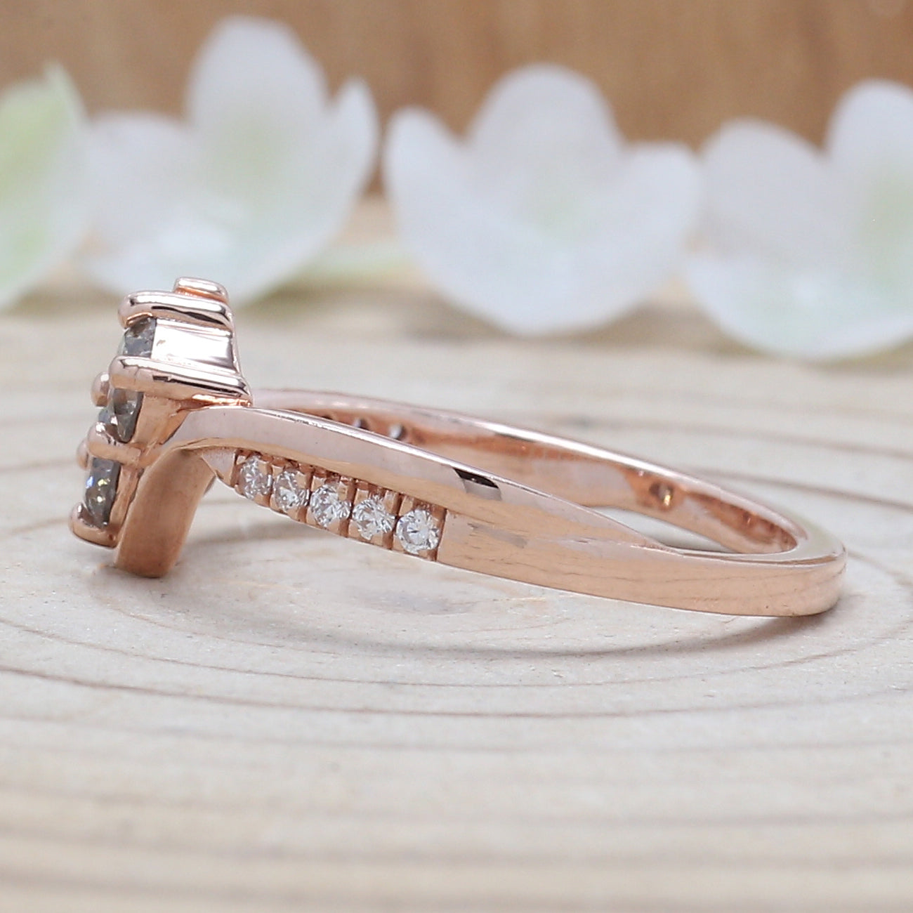 Round Cut Salt And Pepper Diamond Ring 0.40 Ct 3.70 MM Round Diamond Ring 14K Solid Rose Gold Silver Engagement Ring Gift For Her QN301