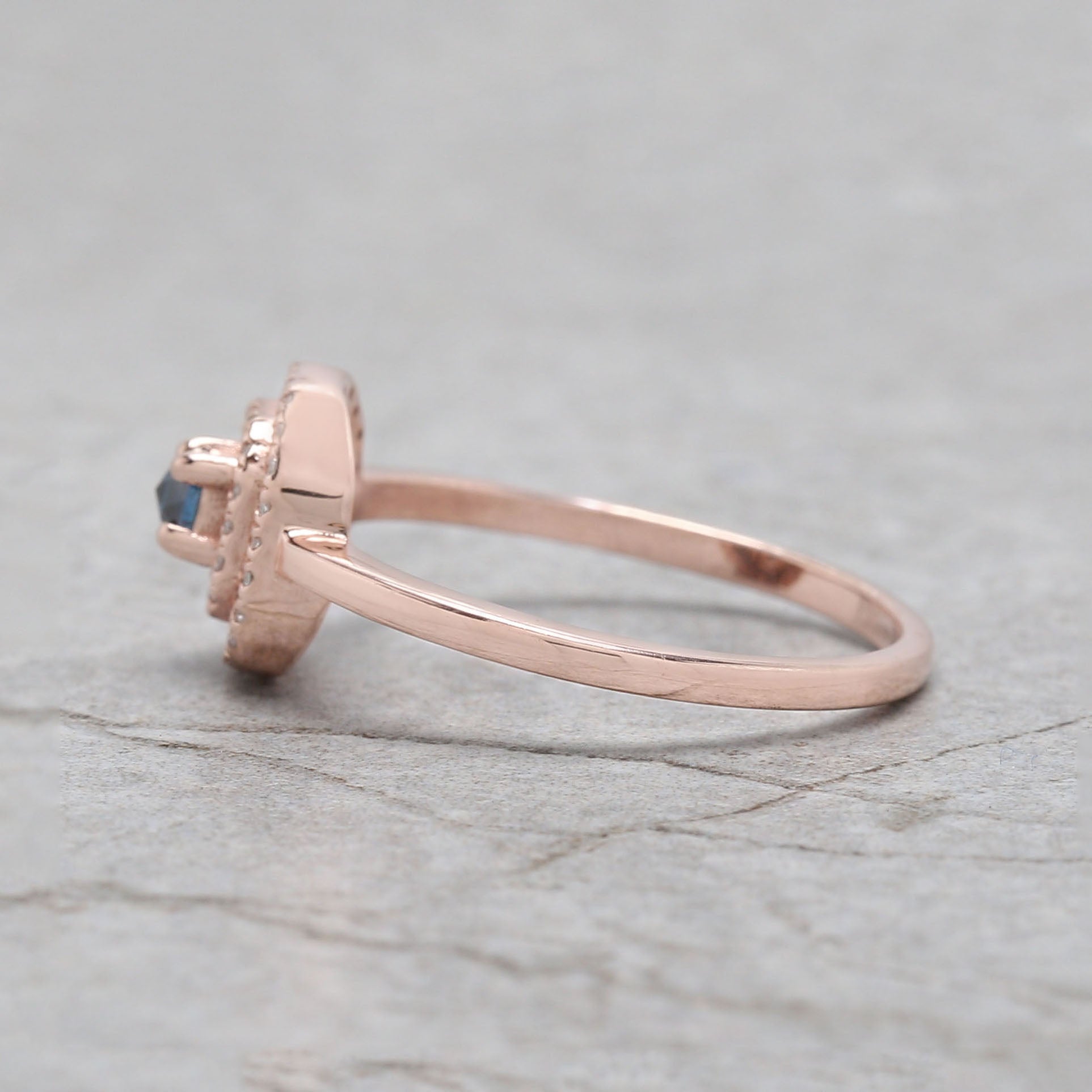 Cushion Shape Blue Color Diamond Ring 0.11 Ct 2.80 MM Cushion Diamond Ring 14K Solid Rose Gold Silver Engagement Ring Gift For Her QN2534