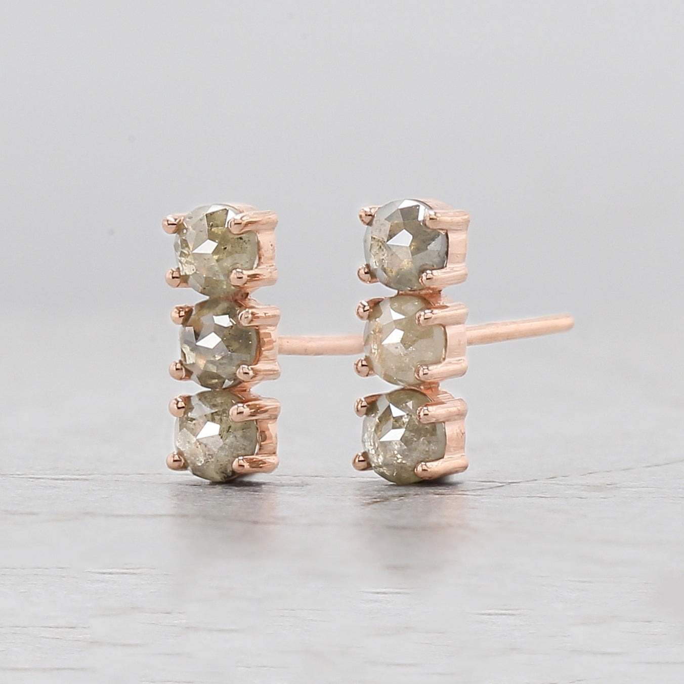 Round Rose Cut Gray Yellow Color Diamond Earring Engagement Wedding Gift Earring 14K Solid Rose White Yellow Gold Earring 1.82 CT KDL9851