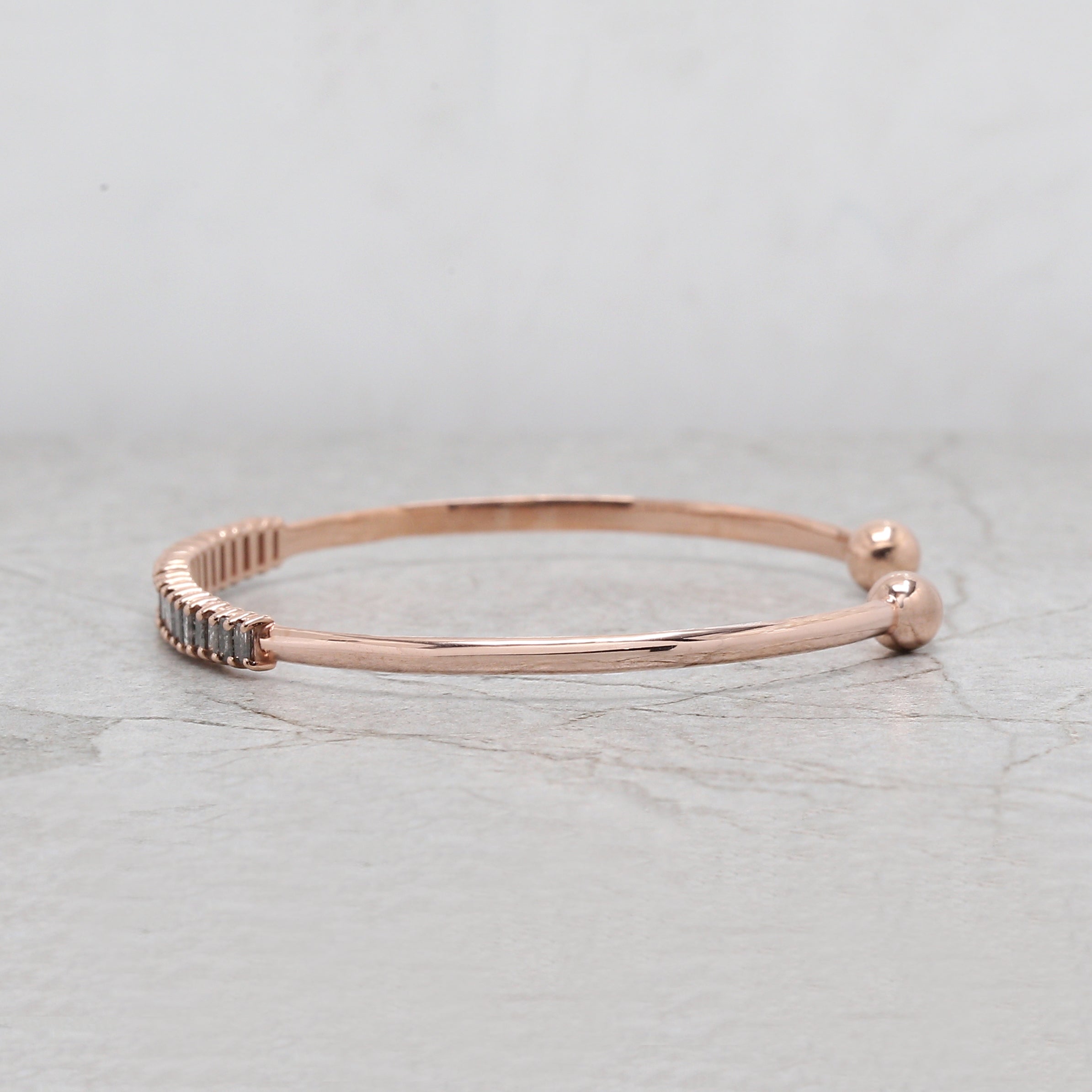 Baguette Salt And Pepper Diamond Bracelet Engagement Wedding Gift Bracelet 14K Solid Rose White Yellow Gold Bracelet 1.28 CT KD1221