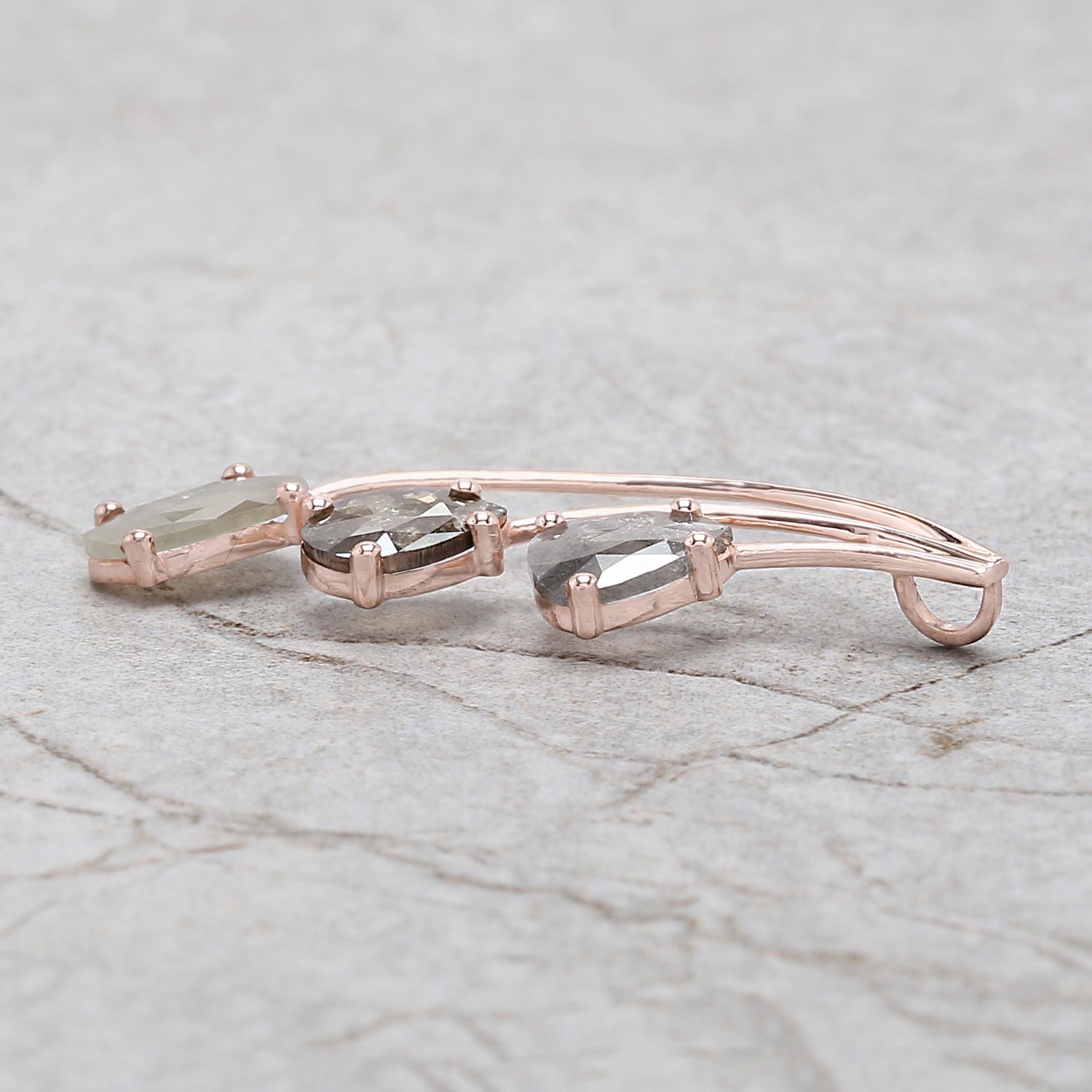 Mix Shape Grey Diamond Pendant Engagement Wedding Gift Pendant 14K Solid Rose White Yellow Gold Pendant 1.39 CT KDN8394