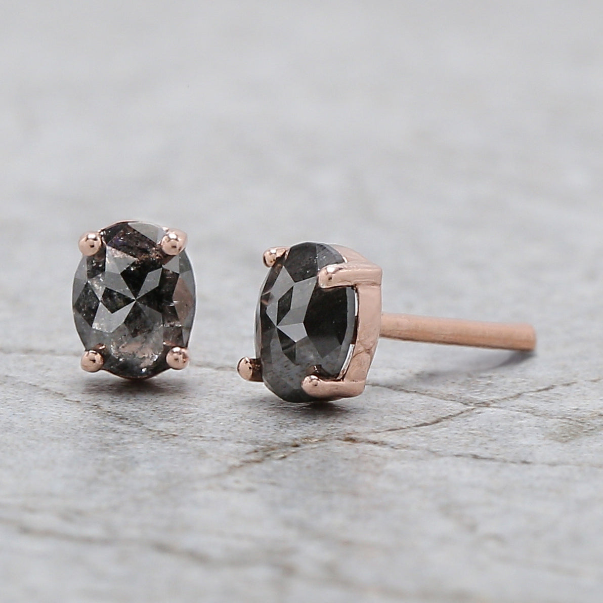 Oval Salt And Pepper Diamond Earring Engagement Wedding Gift Earring 14K Solid Rose White Yellow Gold Earring 0.66 CT QL2545