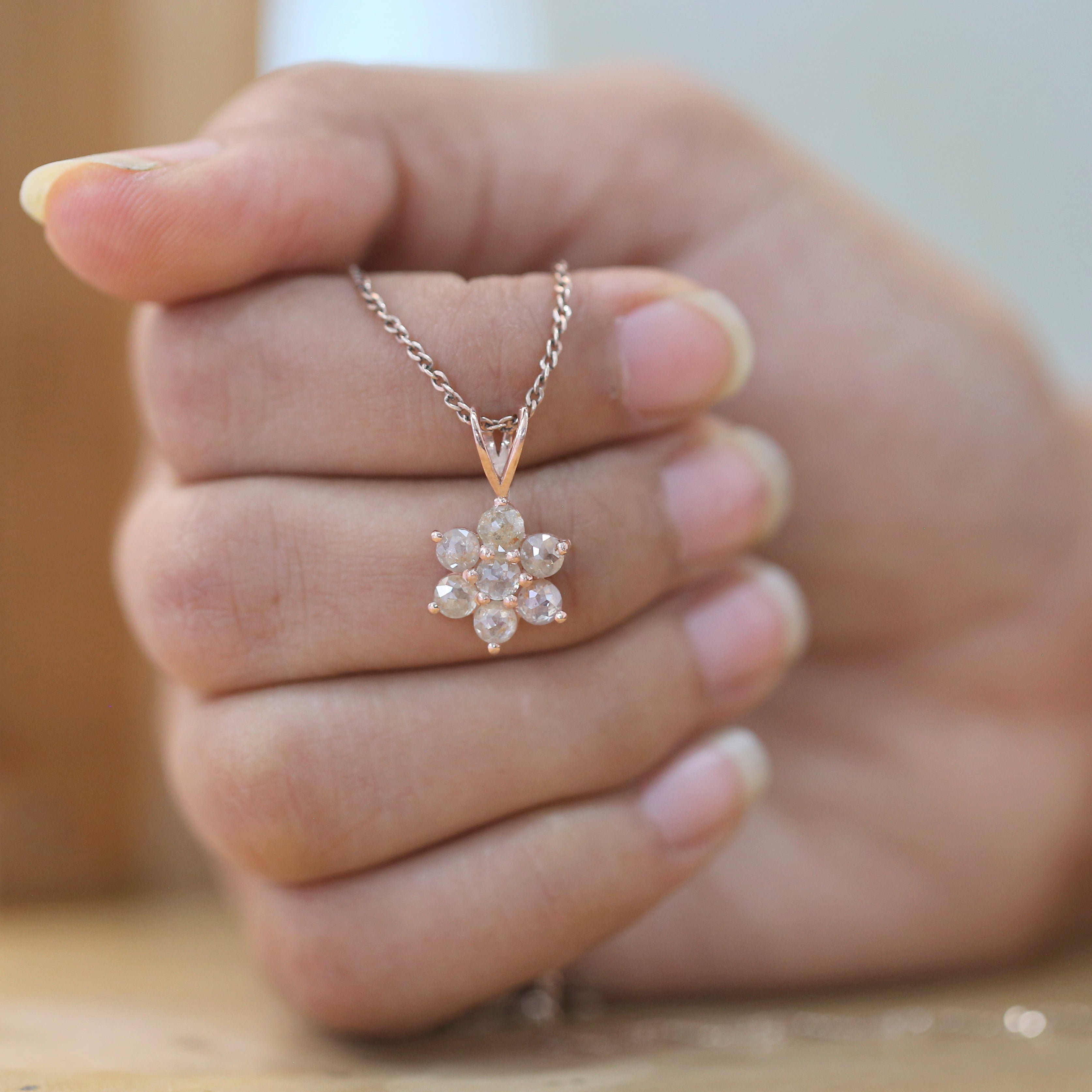 Round Rose Cut Diamond Pendant, Unique Diamond Pendant, Dangling Diamond Pendant, Round Cut Diamond, No Chain Including Only Pendant KDL1703