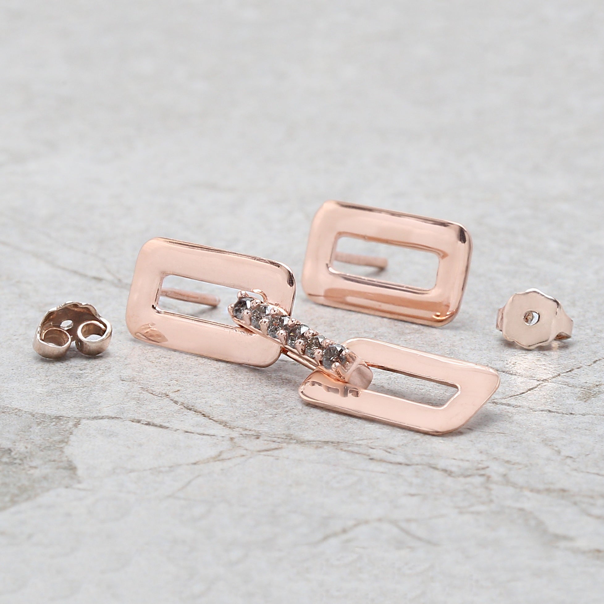 Round Salt And Pepper Diamond Earring Engagement Wedding Gift Earring 14K Solid Rose White Yellow Gold Earring 0.18 CT KD1074