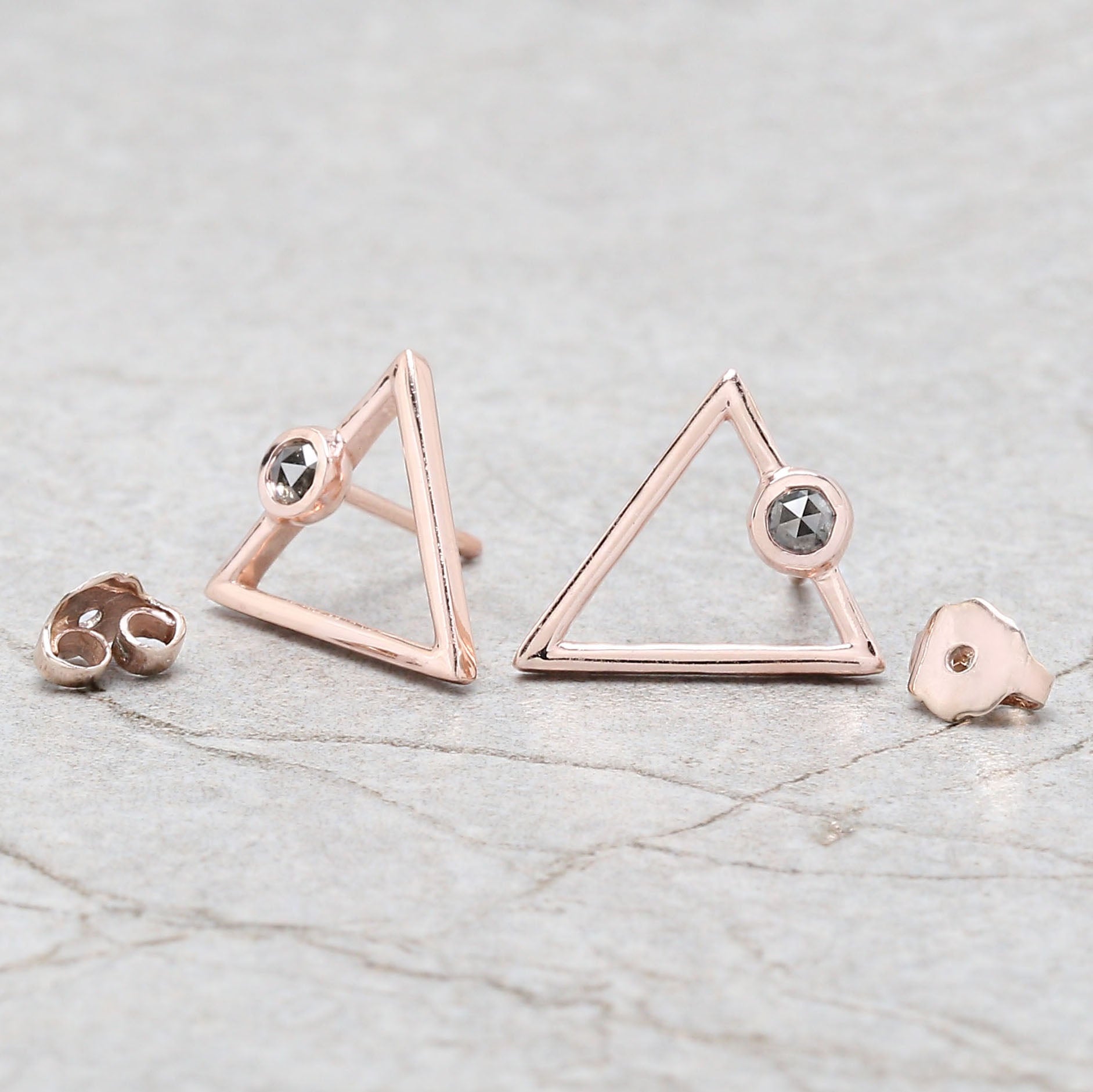 Round Rose Cut Salt And Pepper Diamond Earring Engagement Wedding Gift Earring 14K Solid Rose White Yellow Gold Earring 0.24 CT KD1082