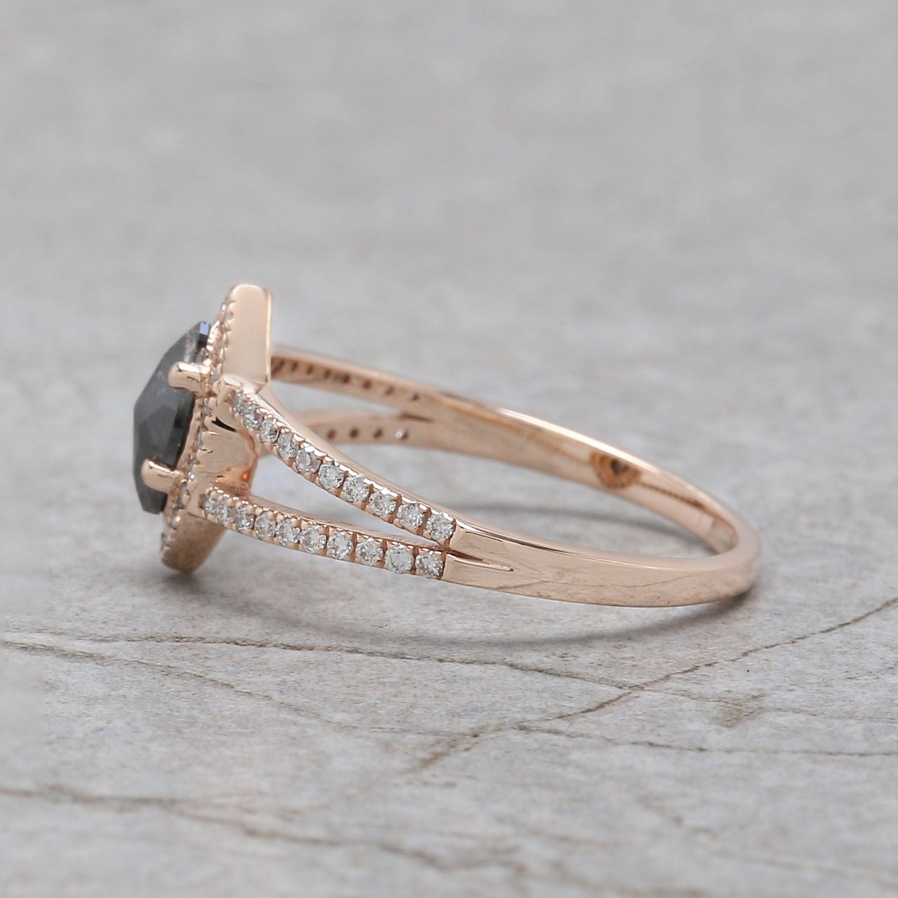 Marquise Salt And Pepper Diamond Ring Engagement Wedding Gift Ring 14K Solid Rose White Yellow Gold Ring 0.42 CT QN2490