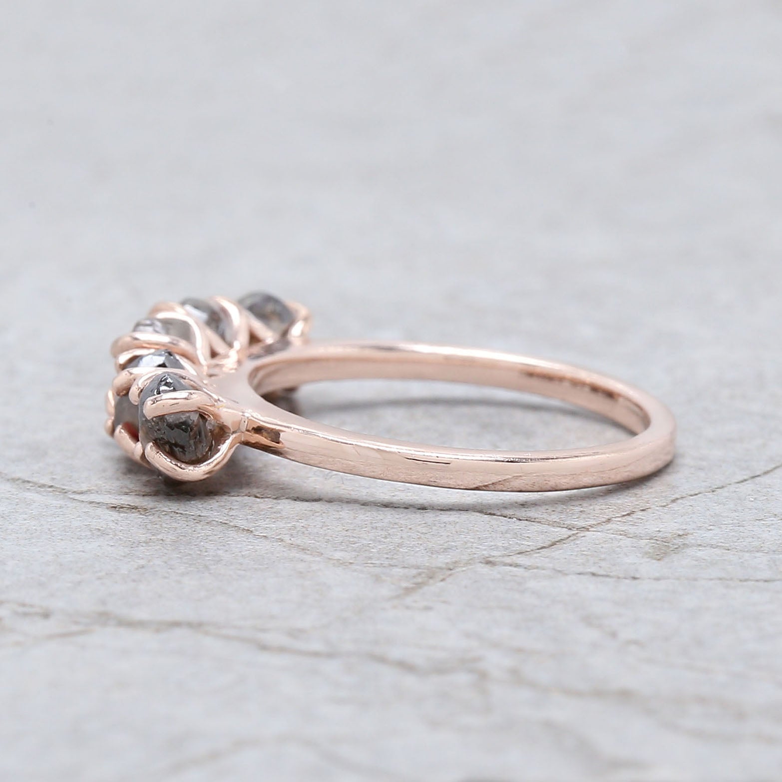 Rough Brown Color Diamond Ring 2.44 Ct 5.00 MM Crystal Rough Diamond Ring 14K Solid Rose Gold Silver Engagement Ring Gift For Her QL7971