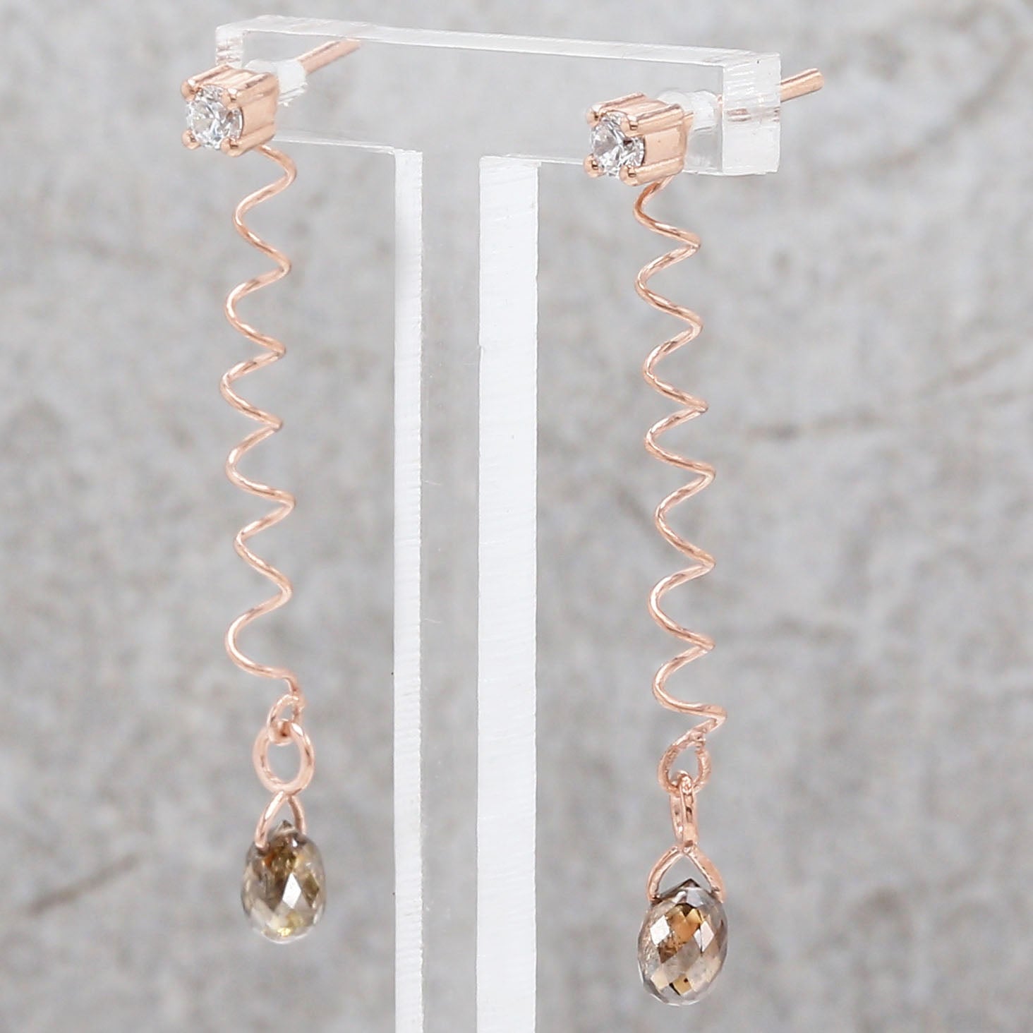 Drop Brown Color Diamond Earring Engagement Wedding Gift Earring 14K Solid Rose White Yellow Gold Earring 1.20 CT KD1223