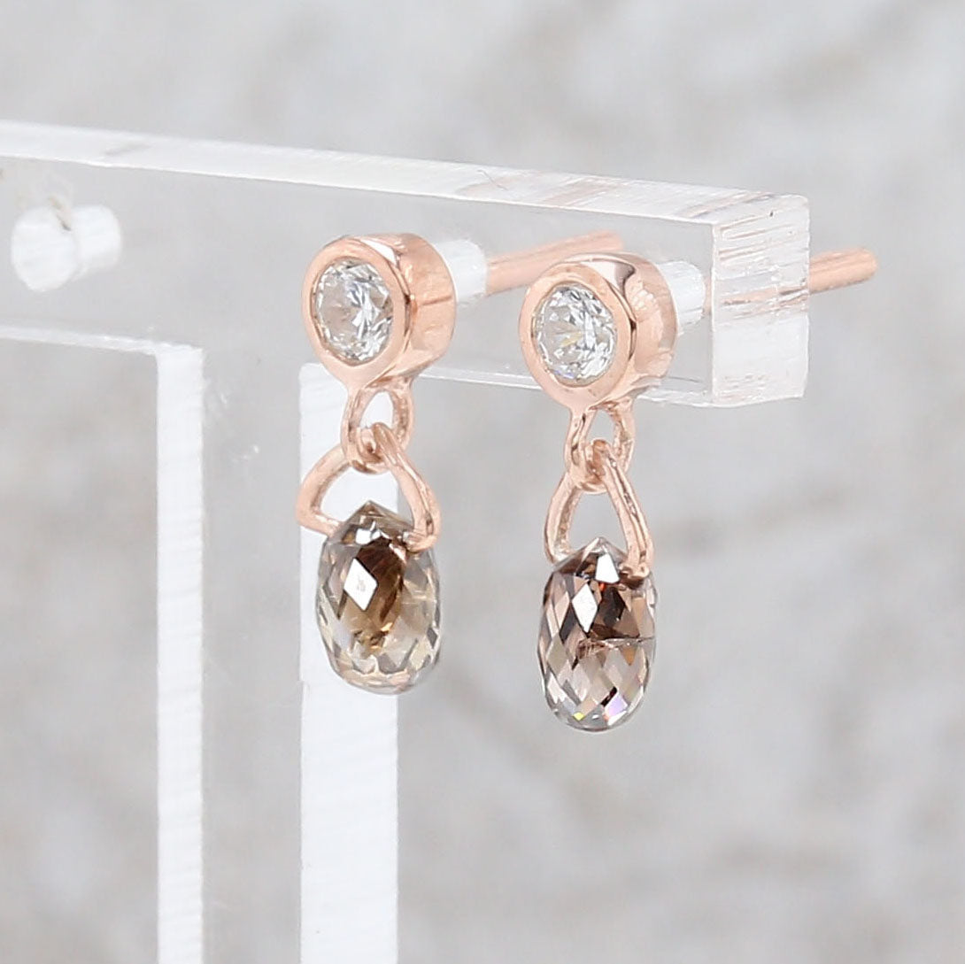 Drop Brown Color Diamond Earring Engagement Wedding Gift Earring 14K Solid Rose White Yellow Gold Earring 0.76 CT KDL9480