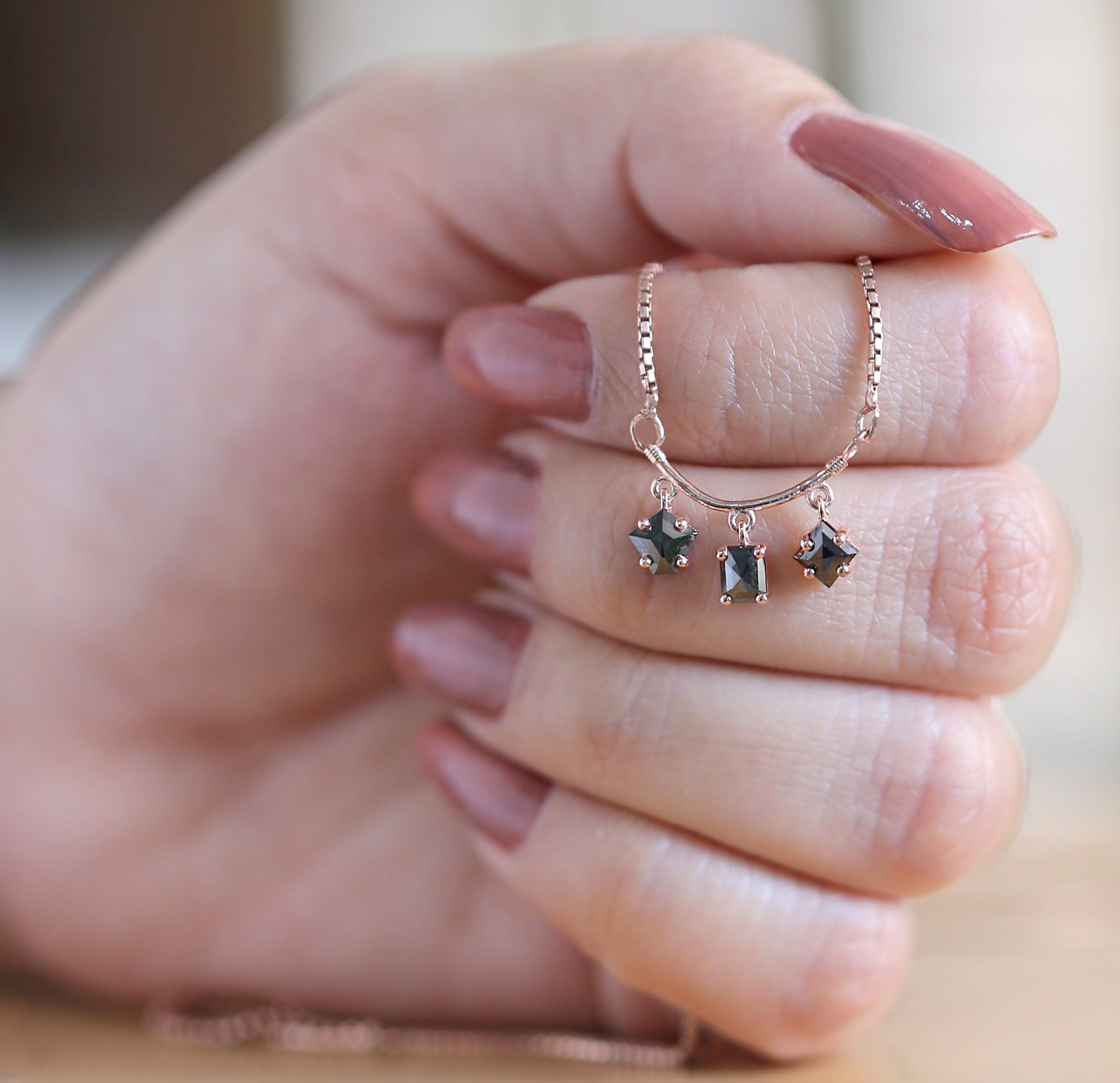 Mix Shape Black Color Diamond Pendant Engagement Wedding Gift Pendant 14K Solid Rose White Yellow Gold Pendant 1.01 CT KDN621