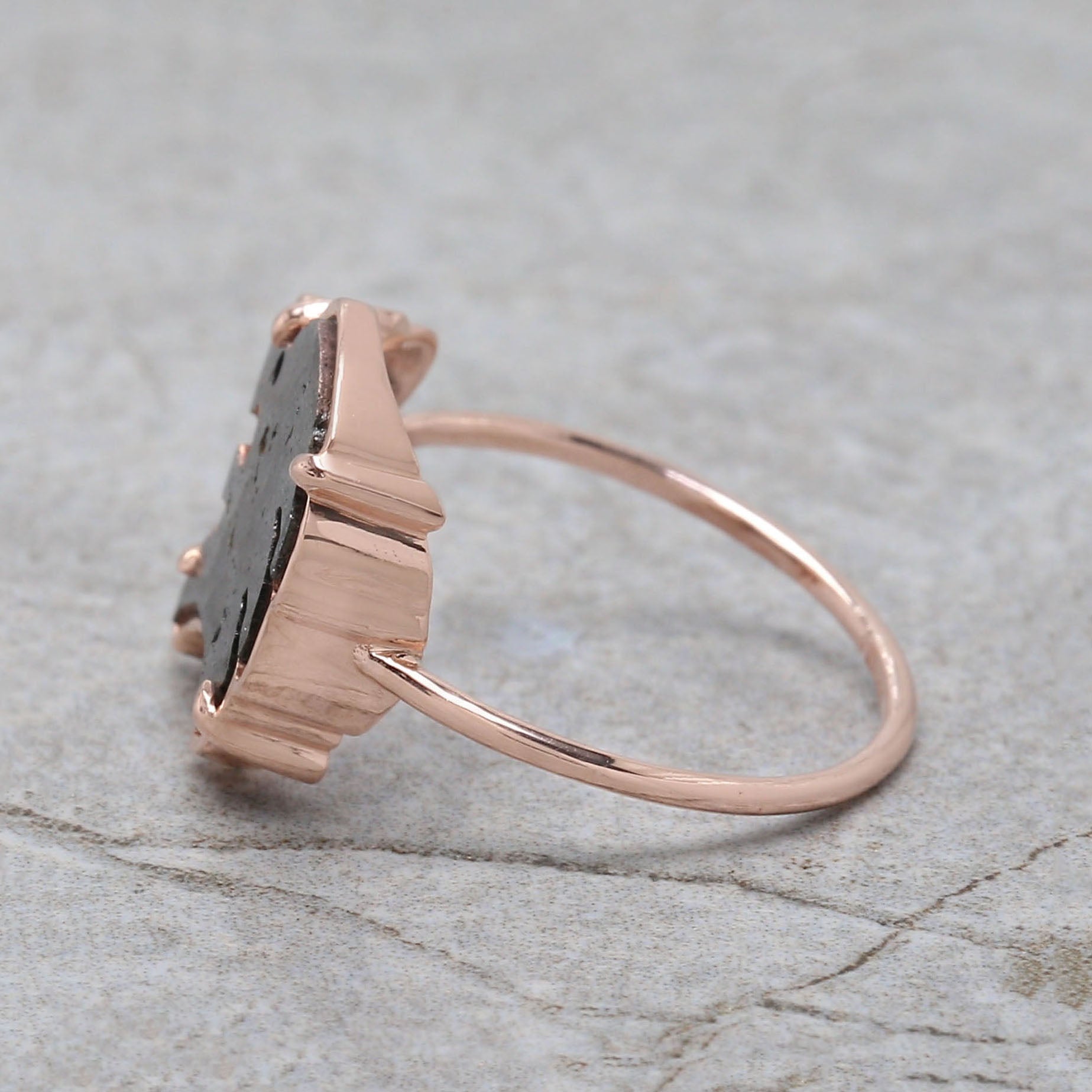 Lion Head Black Color Diamond Ring Engagement Wedding Gift Ring 14K Solid Rose White Yellow Gold Ring 1.30 CT KDL666