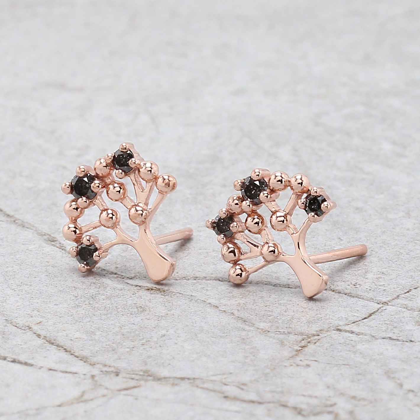 Round Salt And Pepper Diamond Earring Engagement Wedding Gift Earring 14K Solid Rose White Yellow Gold Earring 0.24 CT KD1075