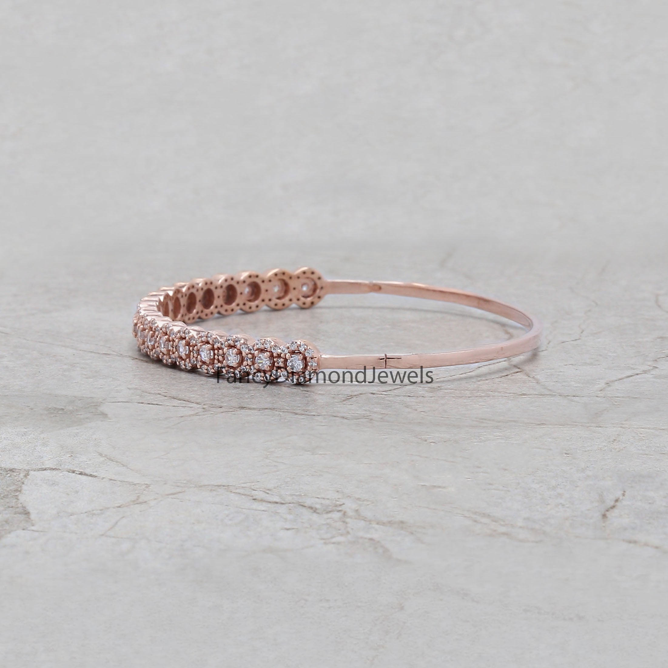 Round White Diamond Bracelet Engagement Wedding Gift Bracelet 14K Solid Rose White Yellow Gold Bracelet 1.47 CT KD1053