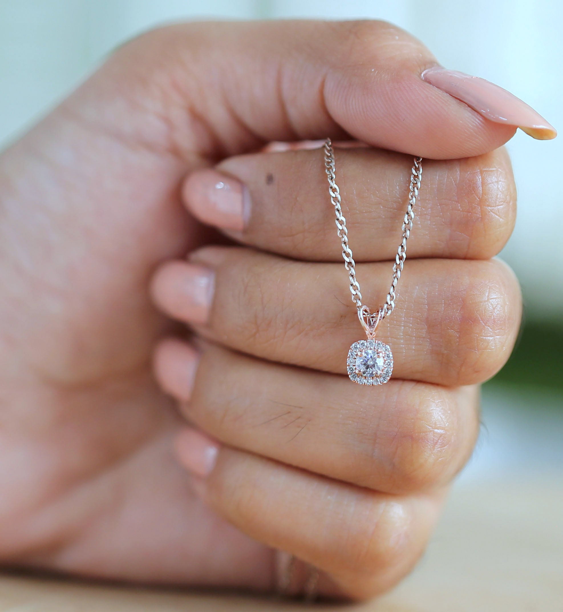 Round Brilliant Cut White Color Diamond Pendant Engagement Wedding Gift Pendant 14K Solid Rose White Yellow Gold Pendant 0.25 CT KD996