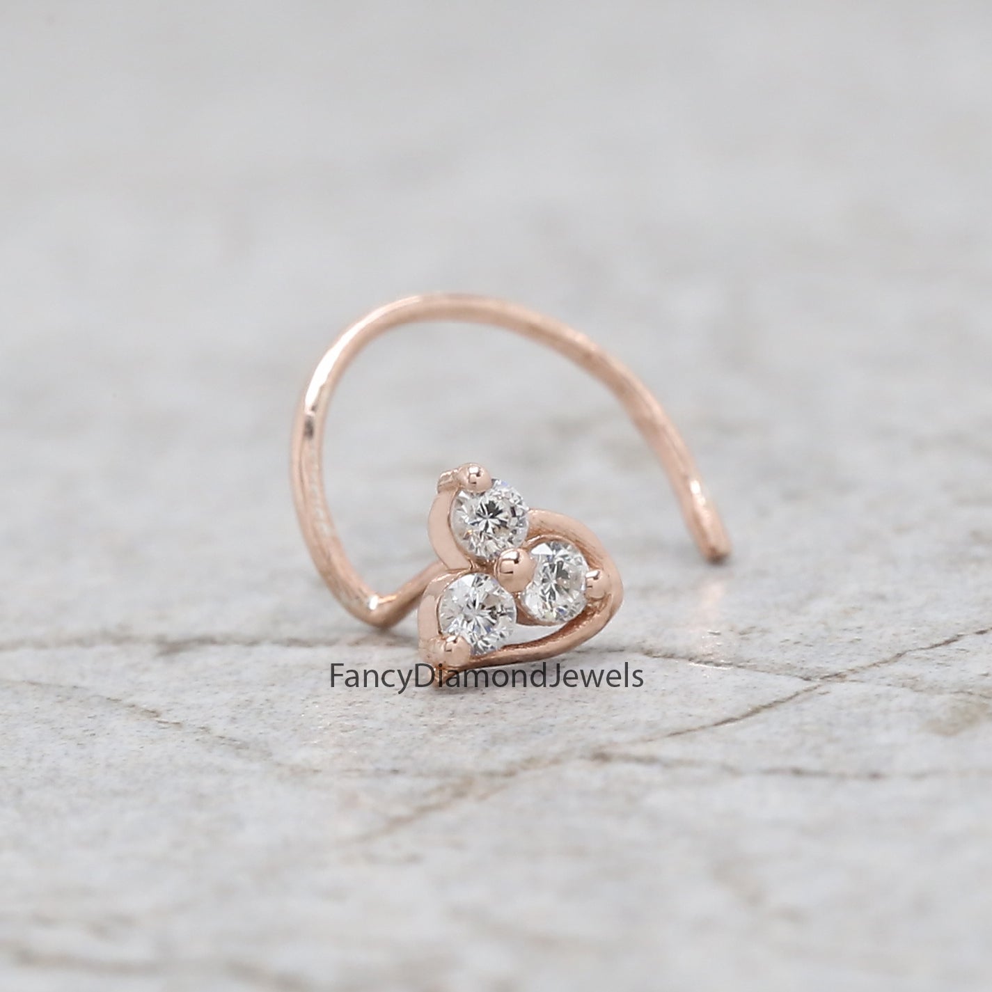 Natural White Round Diamond Nose Rings Engagement Wedding Gift Nose Ring 14K Solid Rose White Yellow Gold Nose Ring 0.05 CT KD961