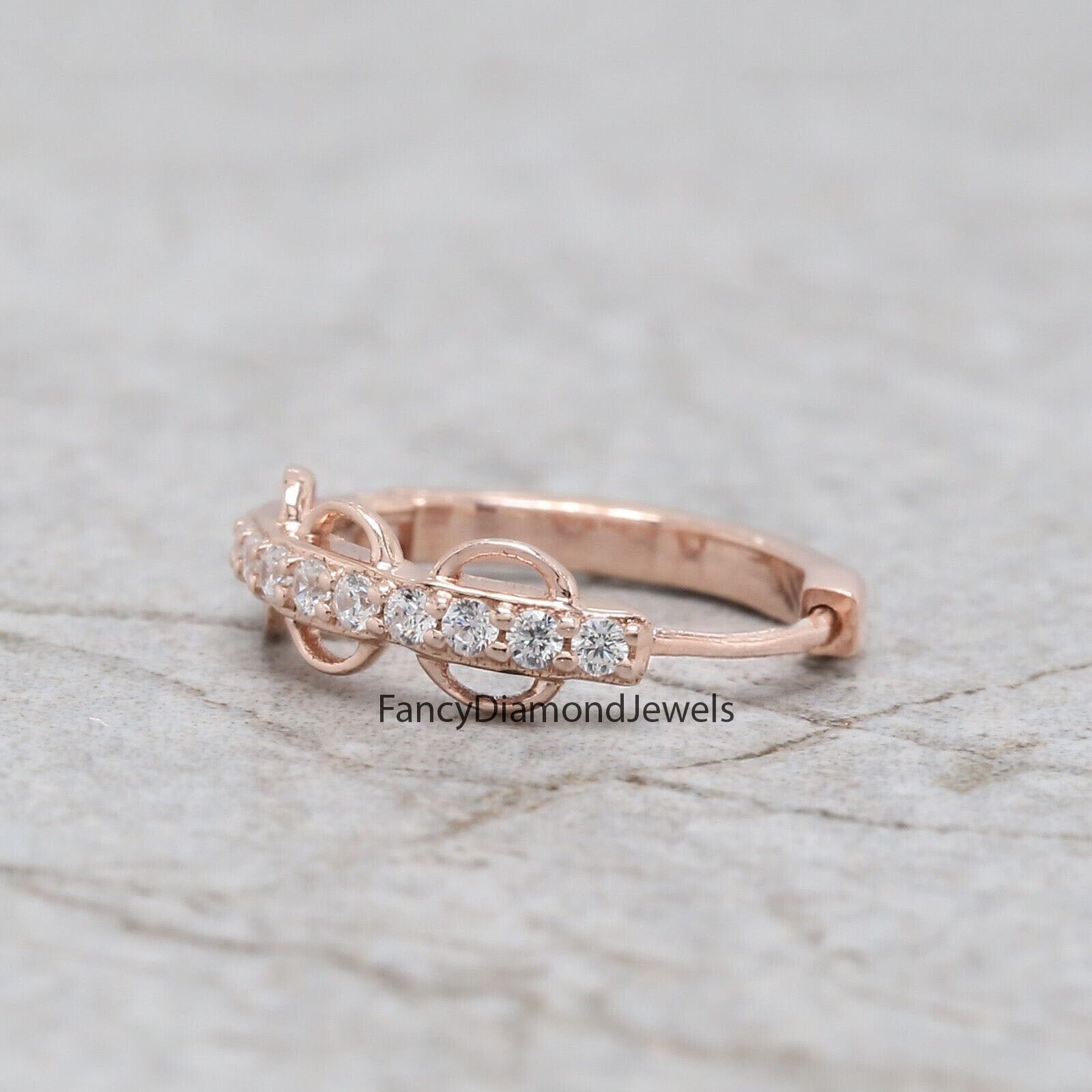 Natural White Round Diamond Nose Rings Engagement Wedding Gift Nose Ring 14K Solid Rose White Yellow Gold Nose Ring 0.08 CT KD972