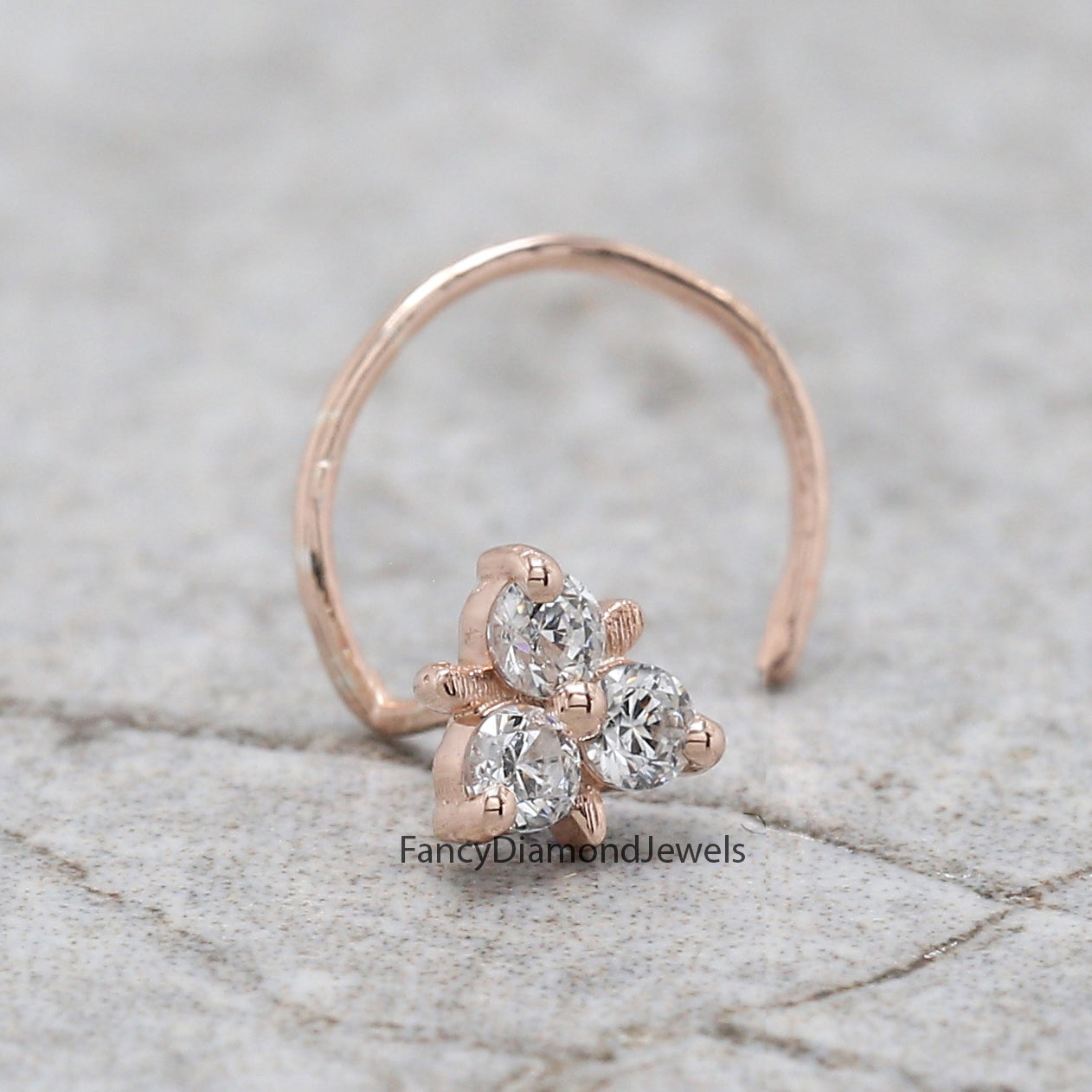 Natural White Round Diamond Nose Rings Engagement Wedding Gift Nose Ring 14K Solid Rose White Yellow Gold Nose Ring 0.08 CT KD958