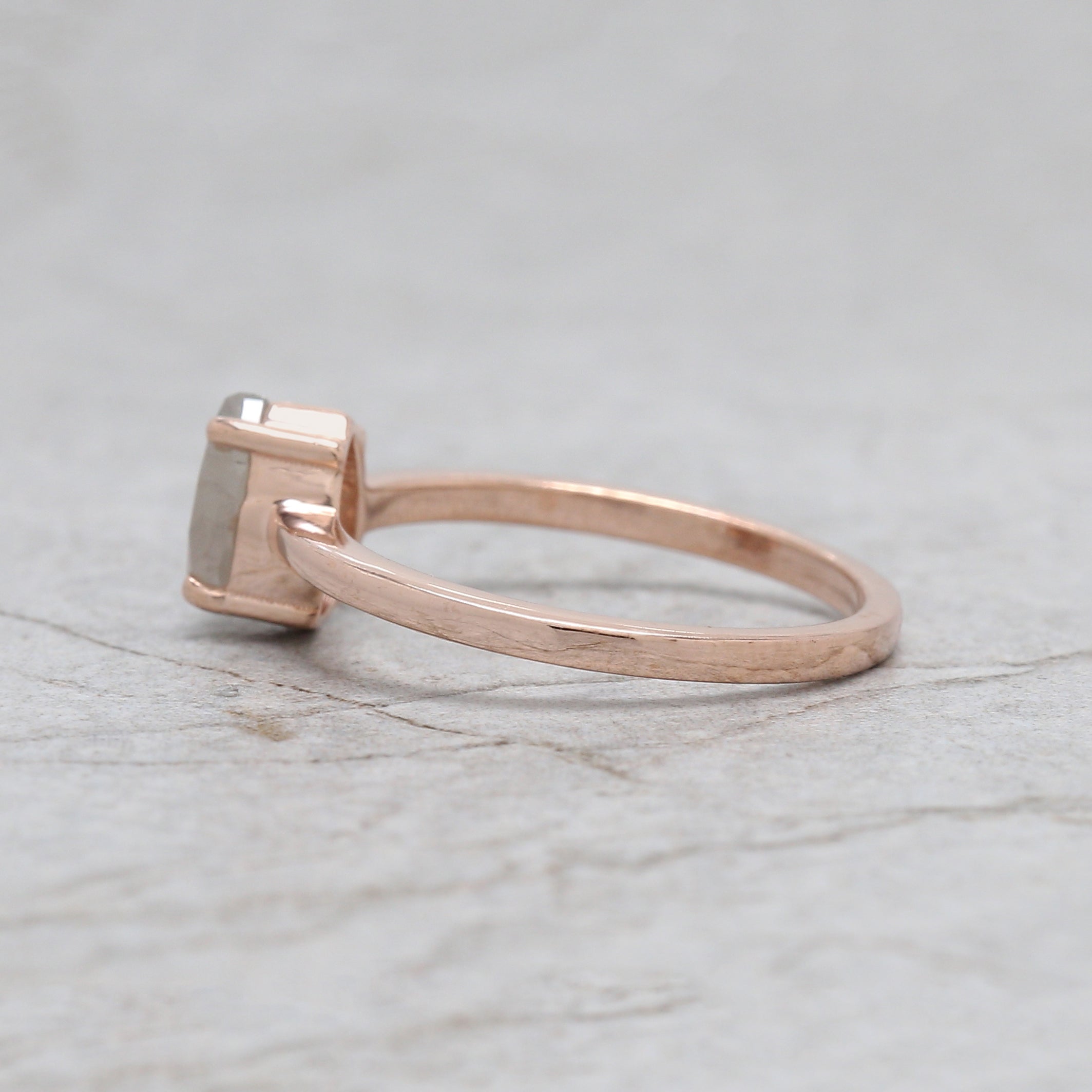 Oval Cut Grey Color Diamond Ring 0.57 Ct 5.50 MM Oval Shape Diamond Ring 14K Solid Rose Gold Silver Oval Engagement Ring Gift For Her QL5971