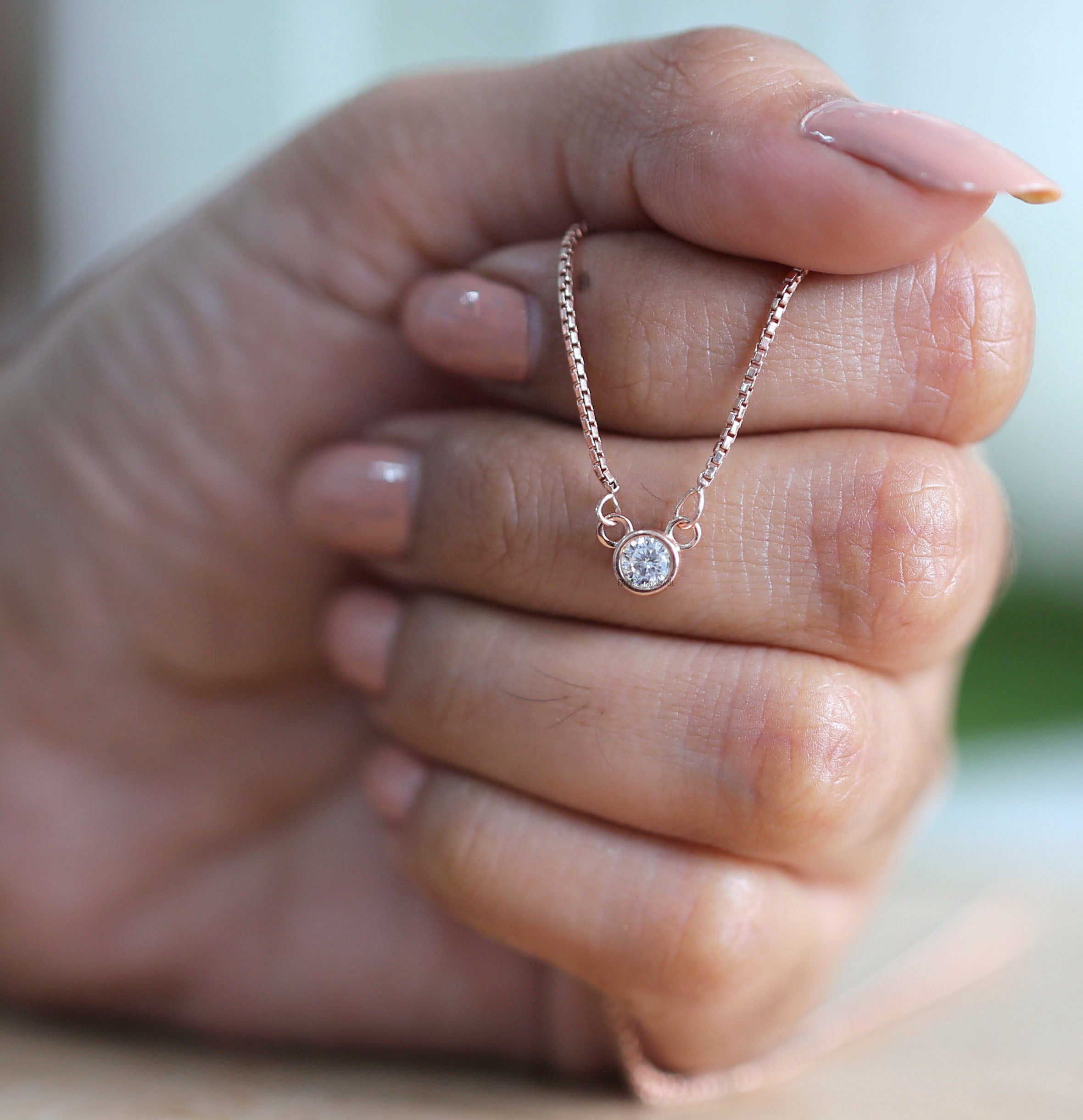 Round Brilliant Cut White Color Diamond Pendant Engagement Wedding Gift Pendant 14K Solid Rose White Yellow Gold Pendant 0.17 CT KD1002