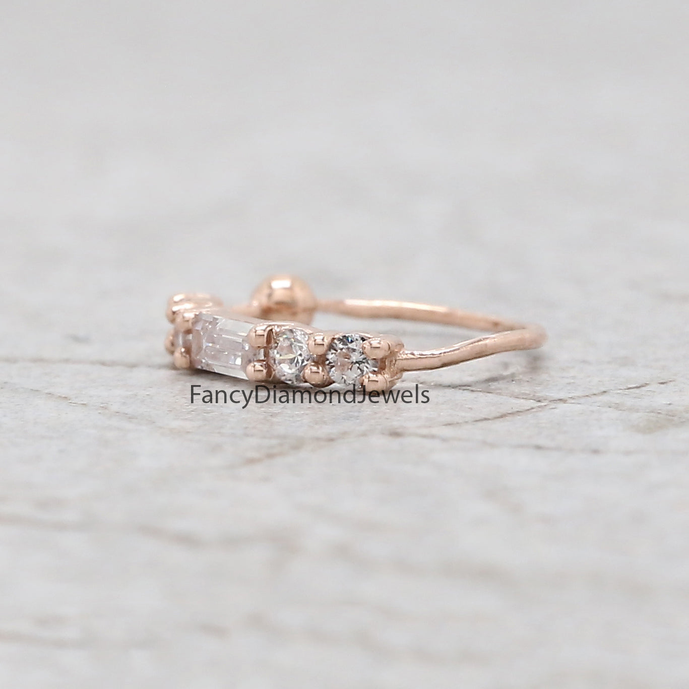 Natural White Round/Baguette Diamond Nose Rings Engagement Wedding Gift Nose Ring 14K Solid Rose White Yellow Gold Nose Ring 0.10 CT KD970