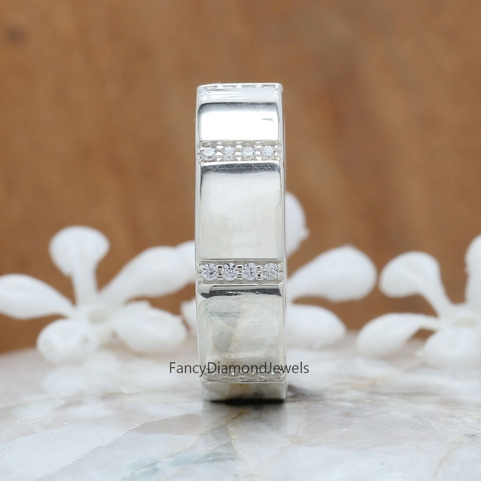 0.22 Ct, Men's Wedding Ring, White Diamond Band, Ring For Men, Round Diamond Band, Unique Men's Ring, Gift For Him KD933