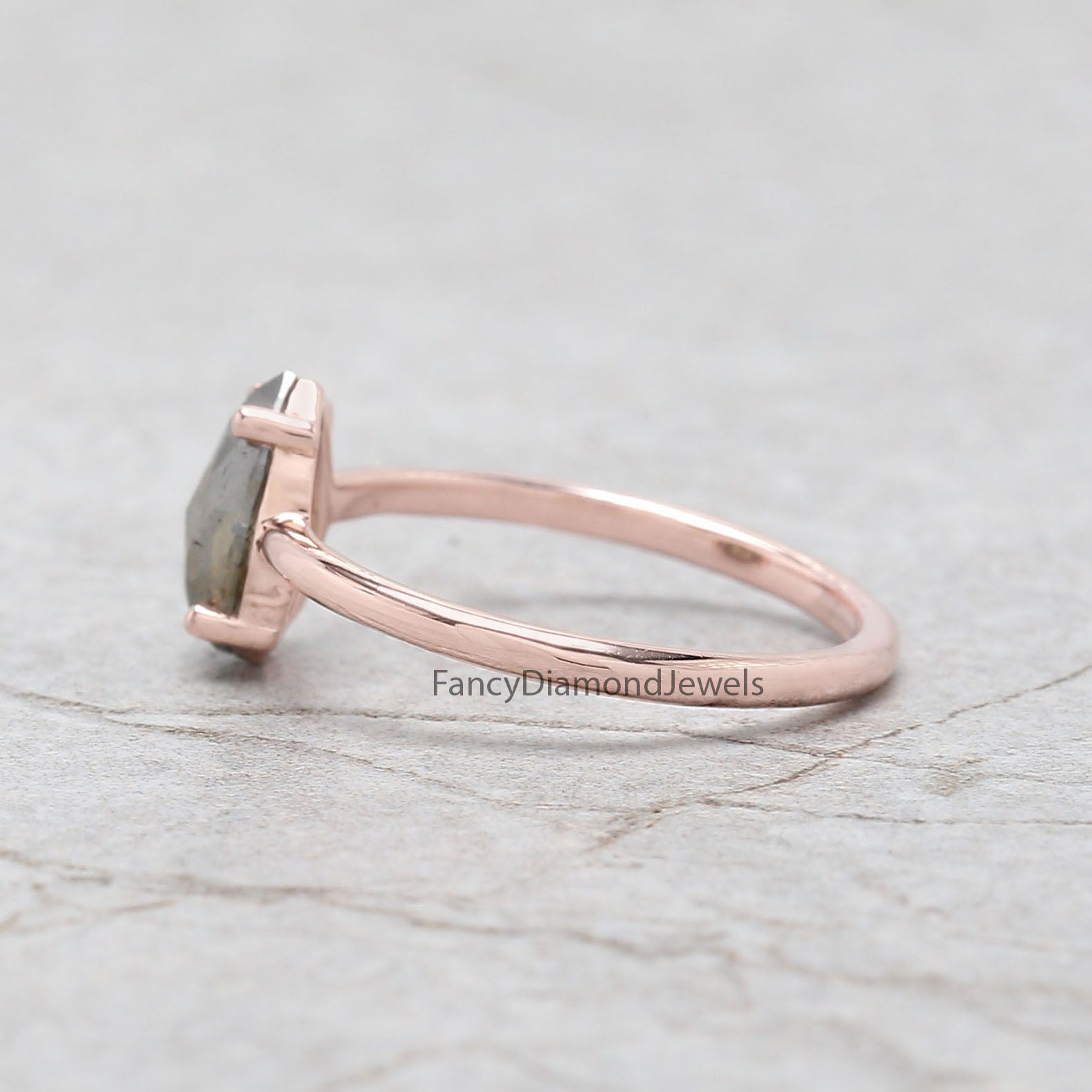 Pear Cut Green Color Diamond Ring 1.16 Ct 8.70 MM Pear Shape Diamond Ring 14K Solid Rose Gold Silver Pear Engagement Ring Gift For Her QK2608