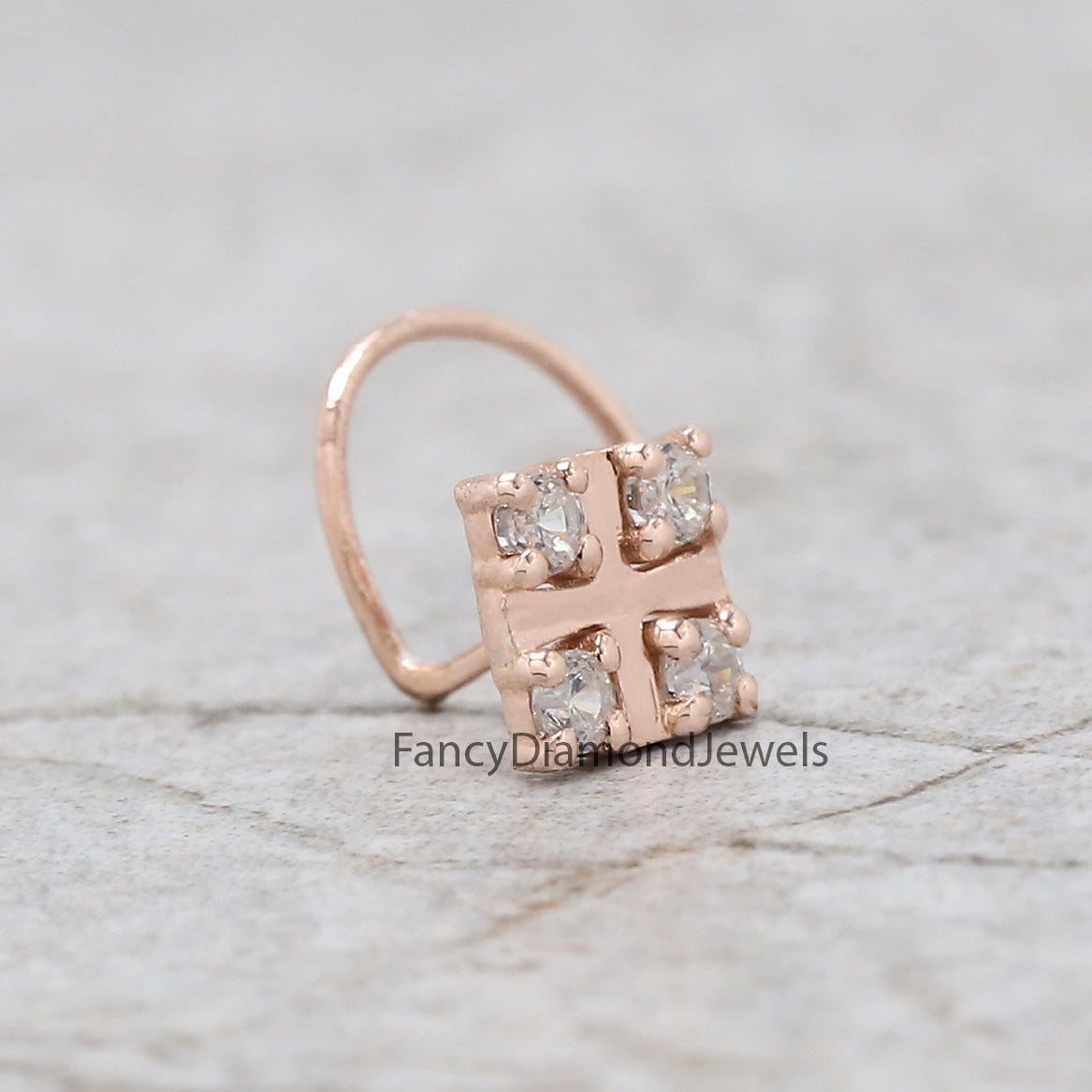 Natural White Round Diamond Nose Rings Engagement Wedding Gift Nose Ring 14K Solid Rose White Yellow Gold Nose Ring 0.08 CT KD957