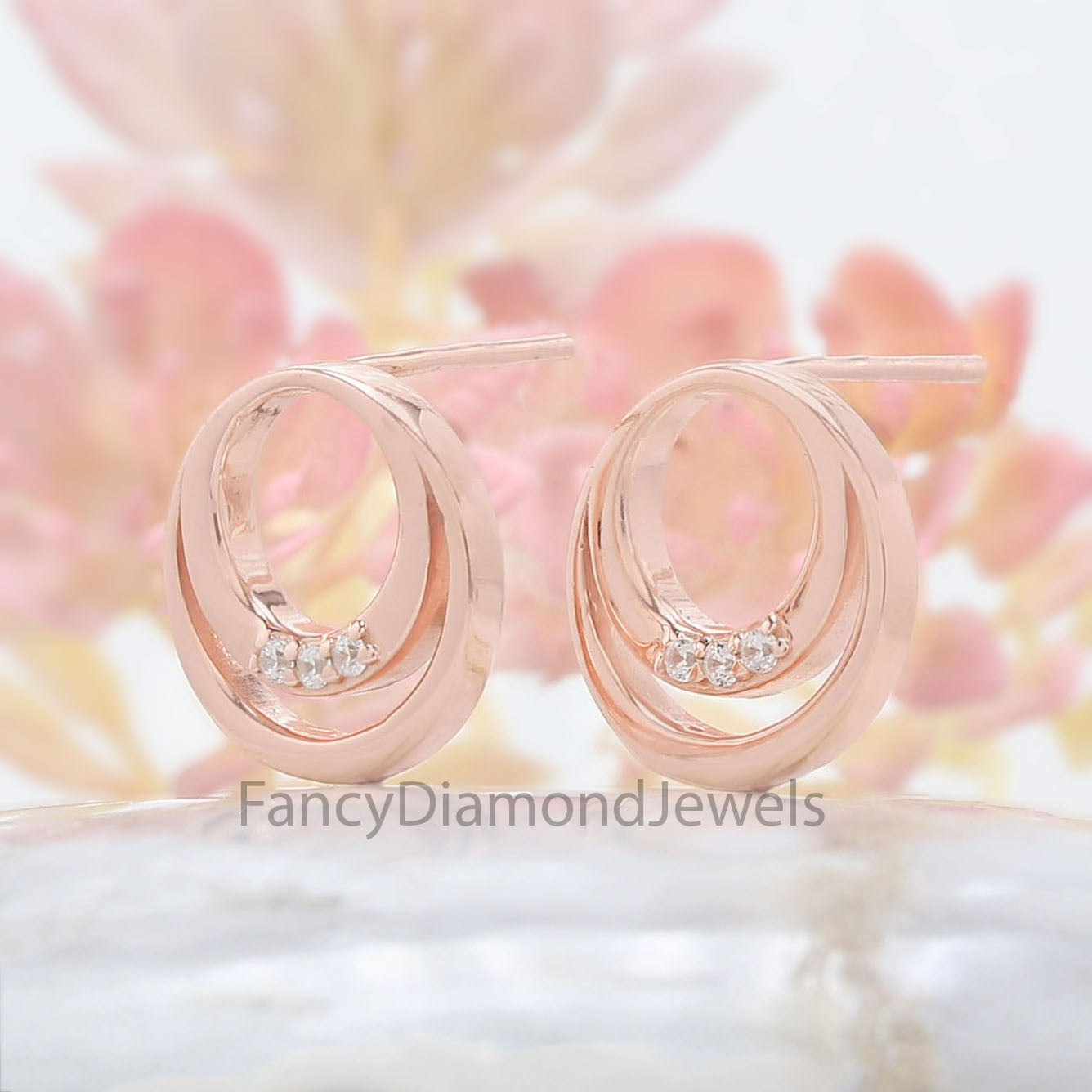 Round White Color Diamond Earring Engagement Wedding Gift Earring 14K Solid Rose White Yellow Gold Earring 0.04 CT KD982