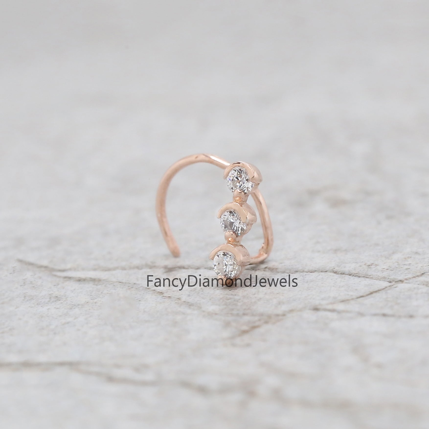Natural White Round Diamond Nose Rings Engagement Wedding Gift Nose Ring 14K Solid Rose White Yellow Gold Nose Ring 0.05 CT KD960