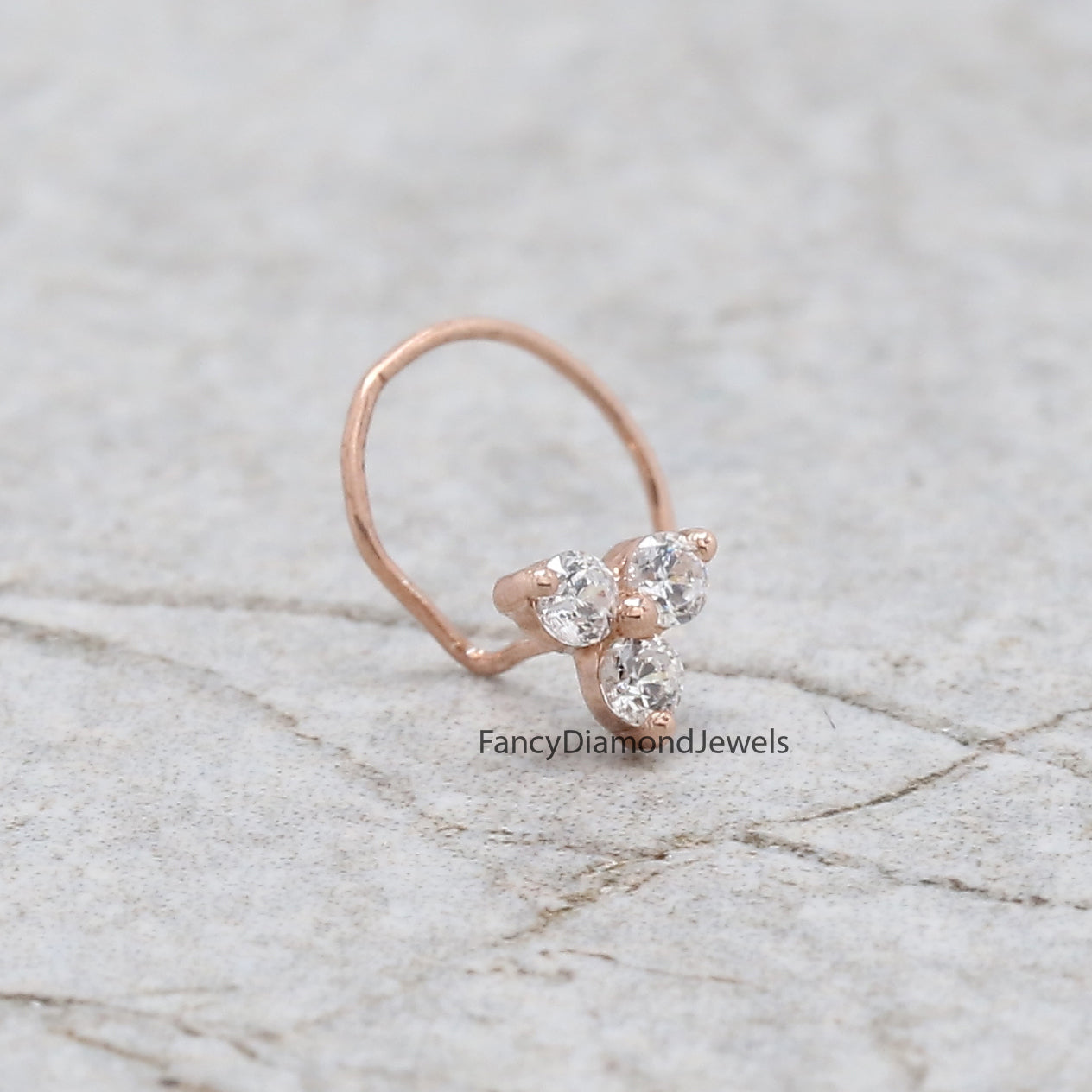 Natural White Round Diamond Nose Rings Engagement Wedding Gift Nose Ring 14K Solid Rose White Yellow Gold Nose Ring 0.08 CT KD966