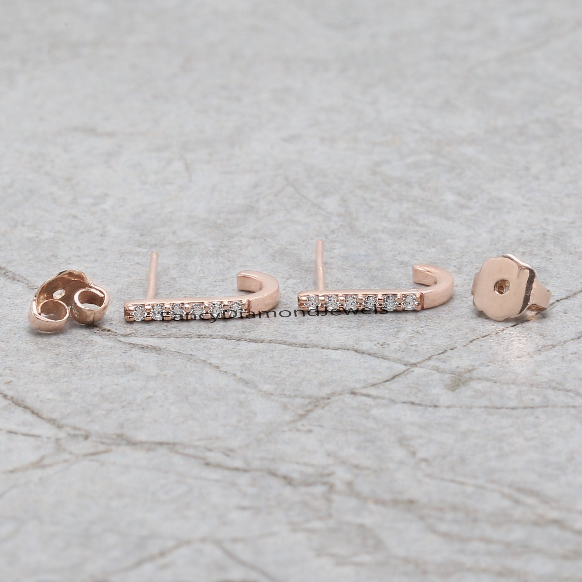 Round White Color Diamond Earring Engagement Wedding Gift Earring 14K Solid Rose White Yellow Gold Earring 0.08 CT KD1032