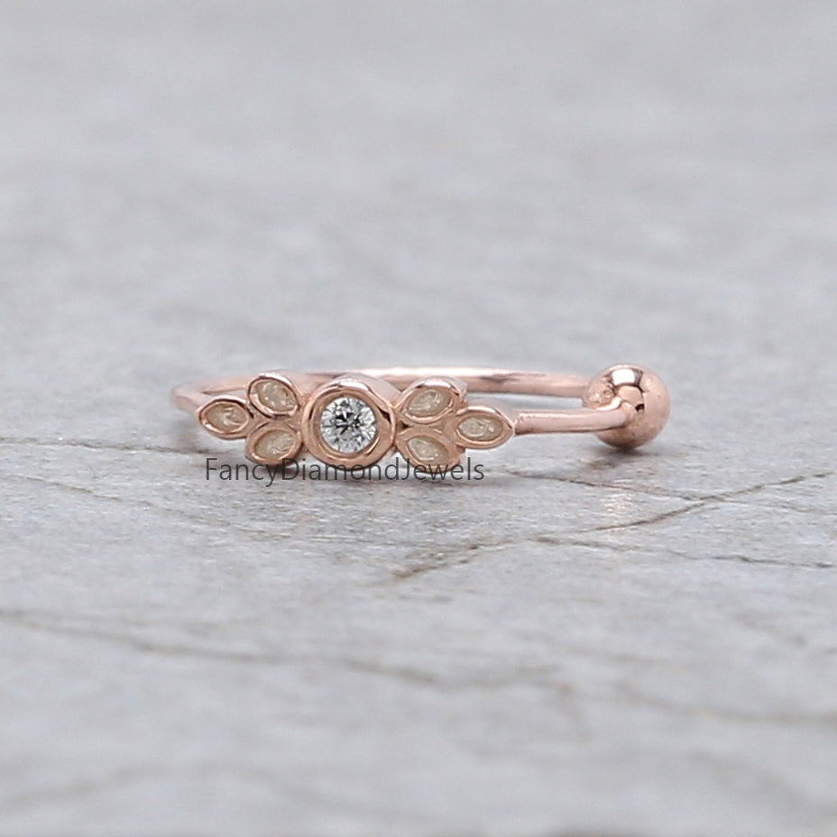 Natural Round White Diamond Nose Rings Engagement Wedding Gift Nose Ring 14K Solid Rose White Yellow Gold Nose Ring 0.01 CT KD1010