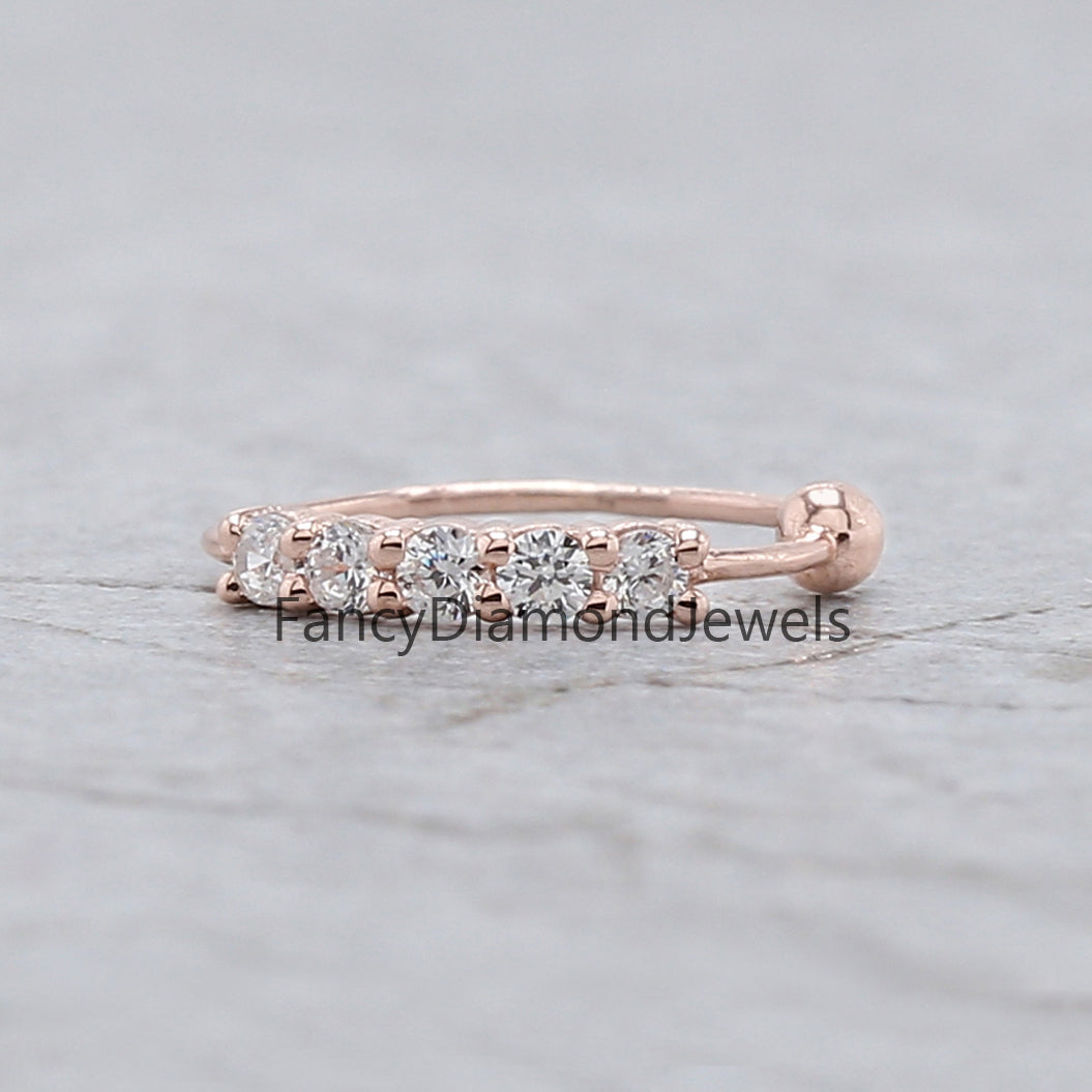 Natural Round White Diamond Nose Rings Engagement Wedding Gift Nose Ring 14K Solid Rose White Yellow Gold Nose Ring 0.08 CT KD988