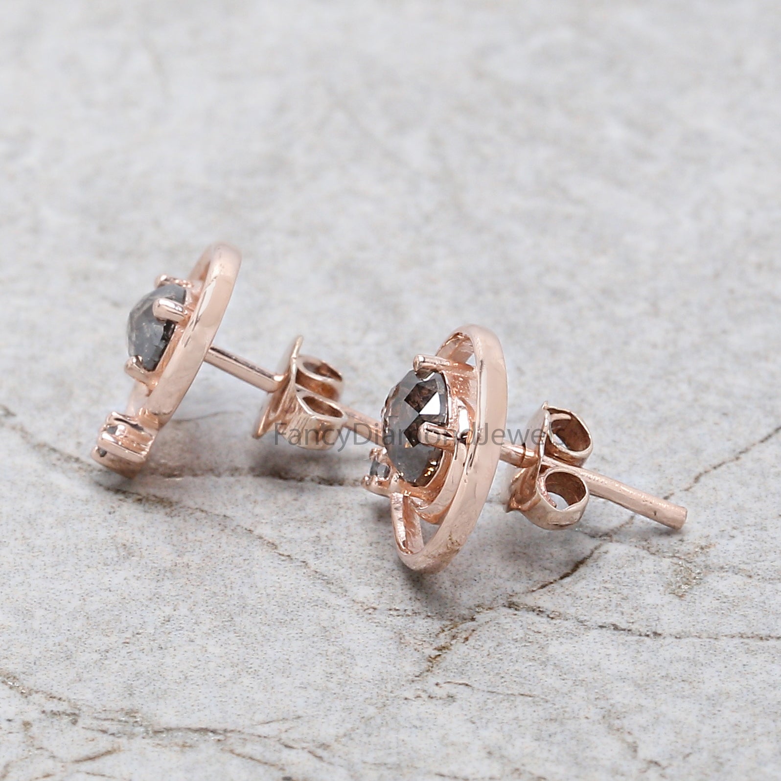 Oval Salt And Pepper Diamond Earring, Oval Shape Earring, Prong Earring, Engagement Earring, Earlobe Earrings, Earrings Jewelry, KDN969