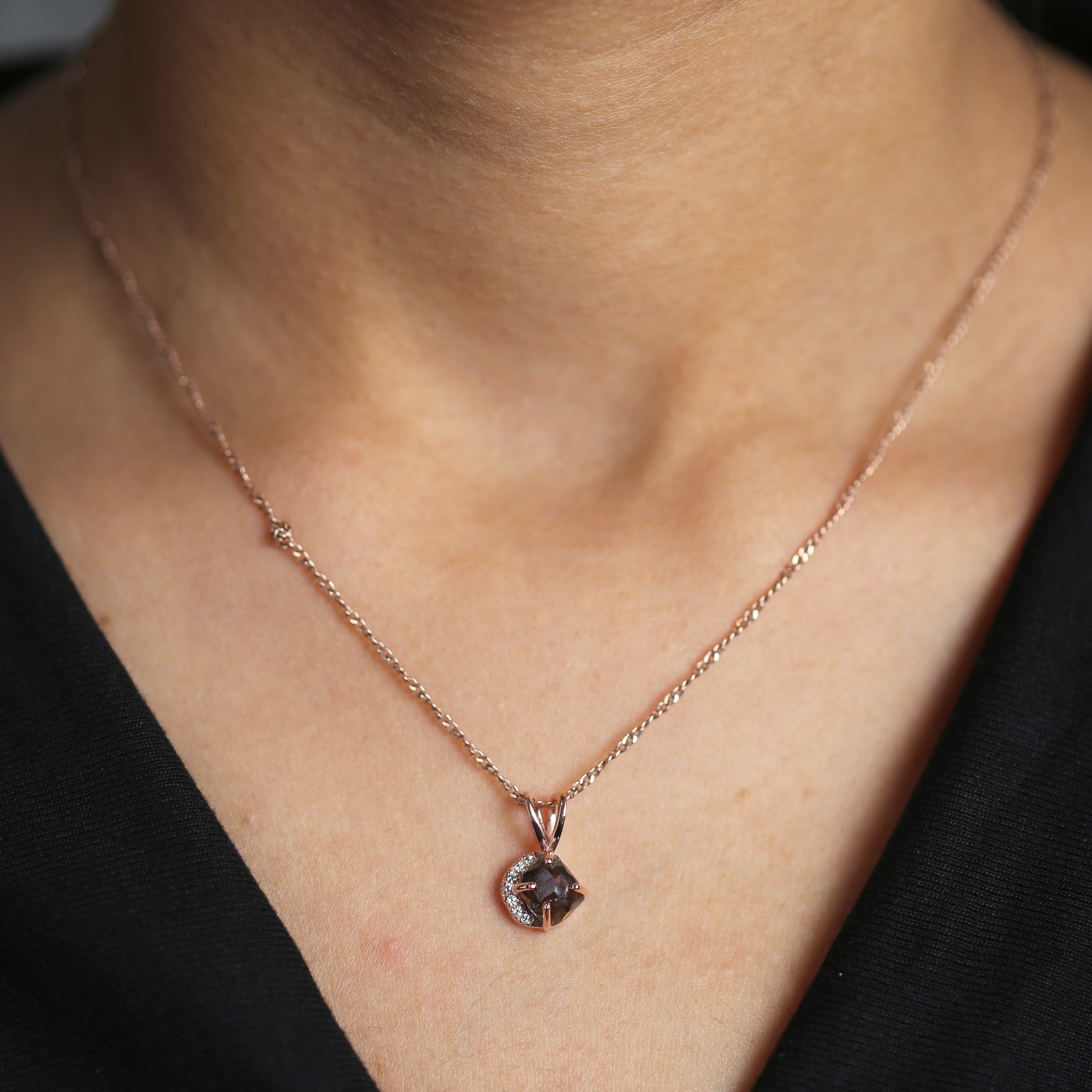 2.14 CT Raw Diamond Pendant, Hand Made Pendant, Rose Gold Pendant, Brown Diamond Pendant, Uncut Pendant, Rough Diamond Pendant KDK1329