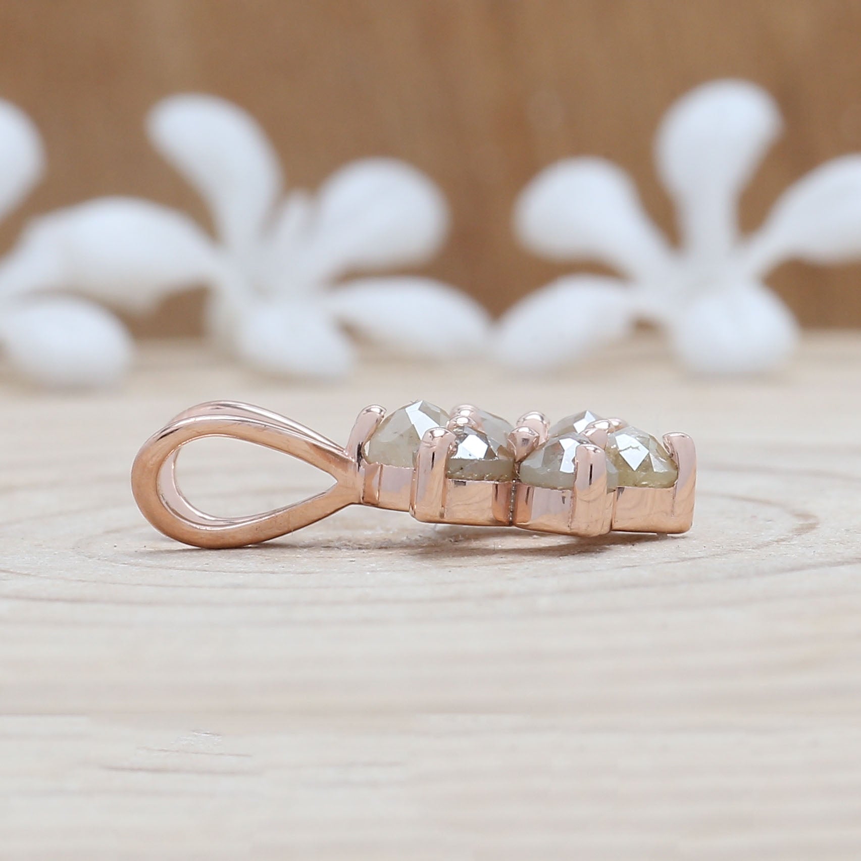 Round Rose Cut Diamond Pendant, Unique Diamond Pendant, Dangling Diamond Pendant, Round Cut Diamond,No Chain Including Only Pendant KDN7667