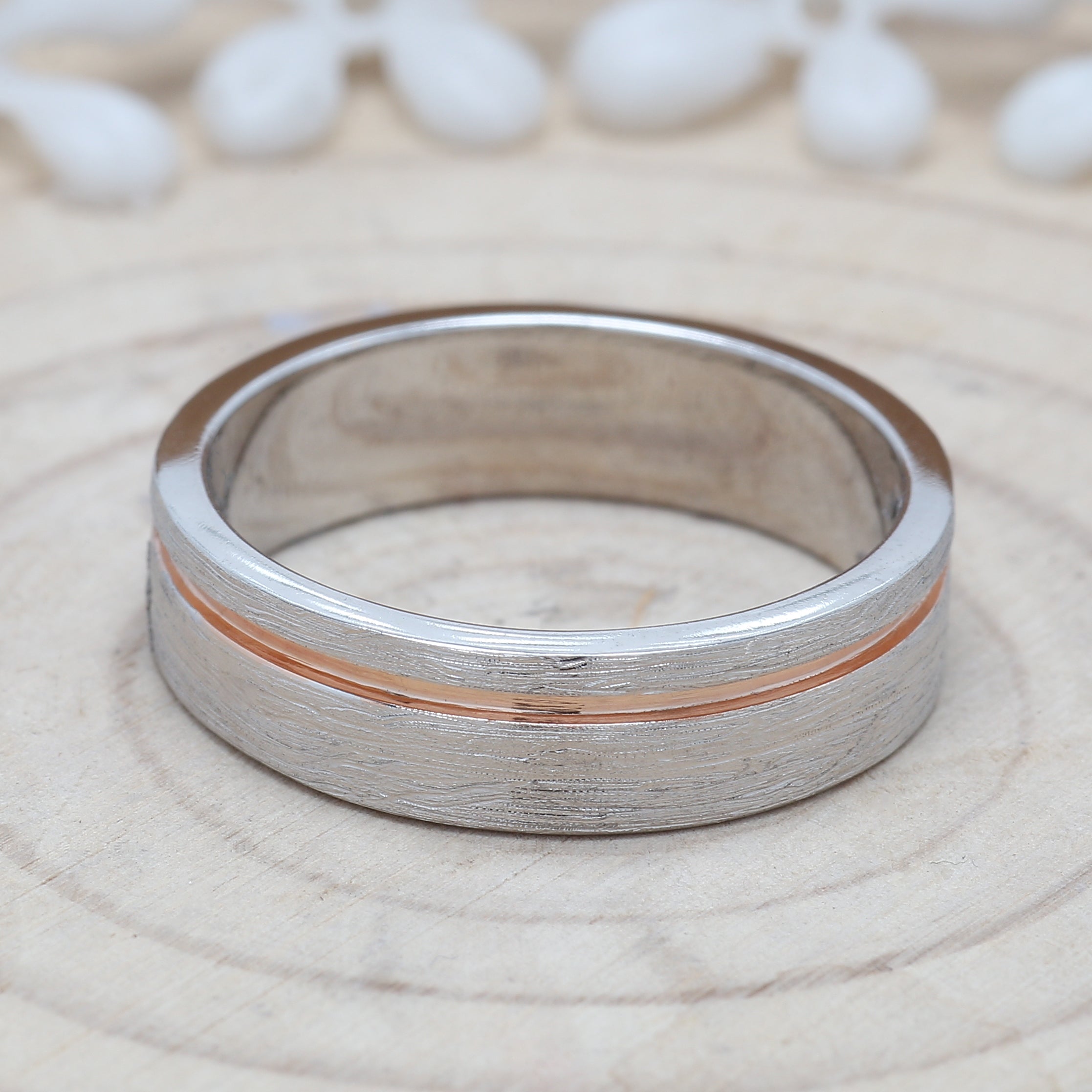 14K White Gold Band Ring Engagement Wedding Gift Band Ring KD878