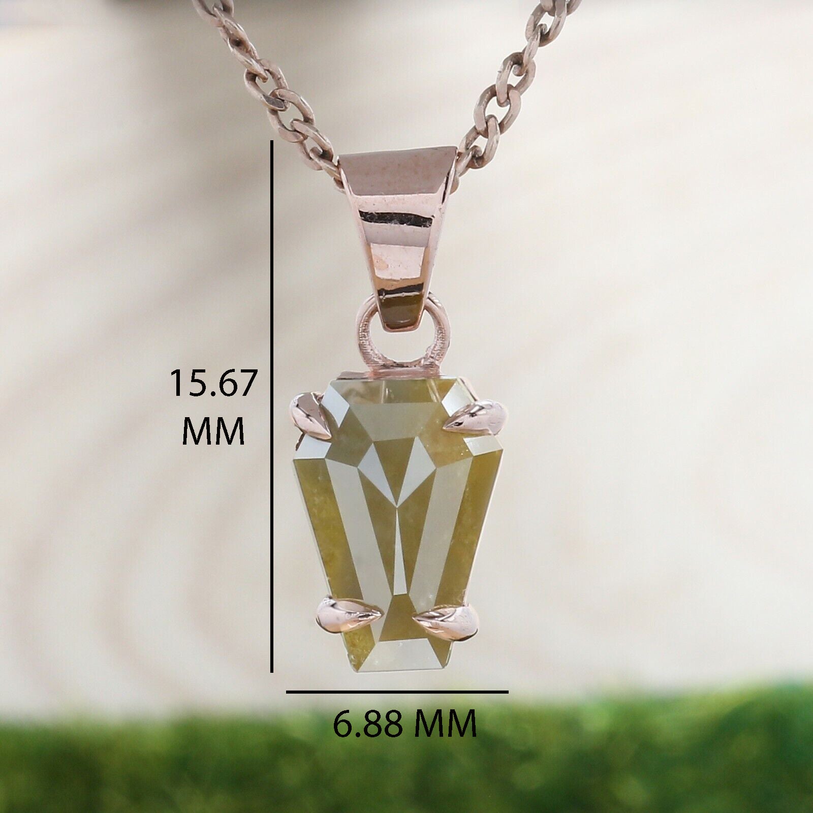 Coffin Yellow Diamond Pendant, Unique Diamond Pendant, Yellow Diamond Pendant, Coffin Pendant, No Chain Including Only Pendant KDL9586