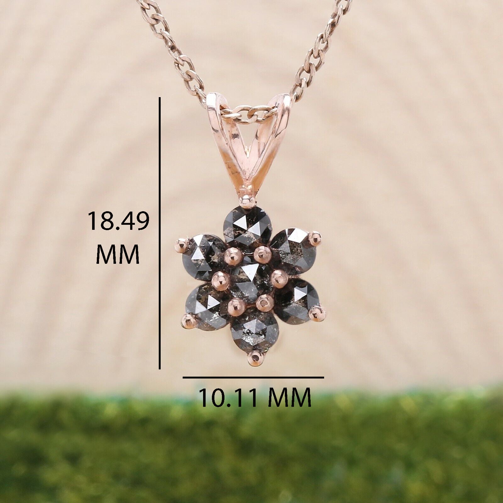 Round Rose Cut Salt And Pepper Diamond Pendant, Unique Diamond Pendant, Dangling Diamond Pendant, No Chain Including Only Pendant KDL6226